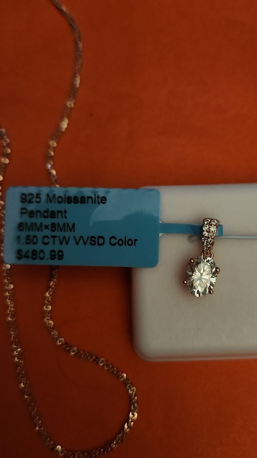 1.50 CTW MOISANITE PENDANT ROSE GOLD STERLING SILVER 18″ ROSE GOLD OVER STERLING