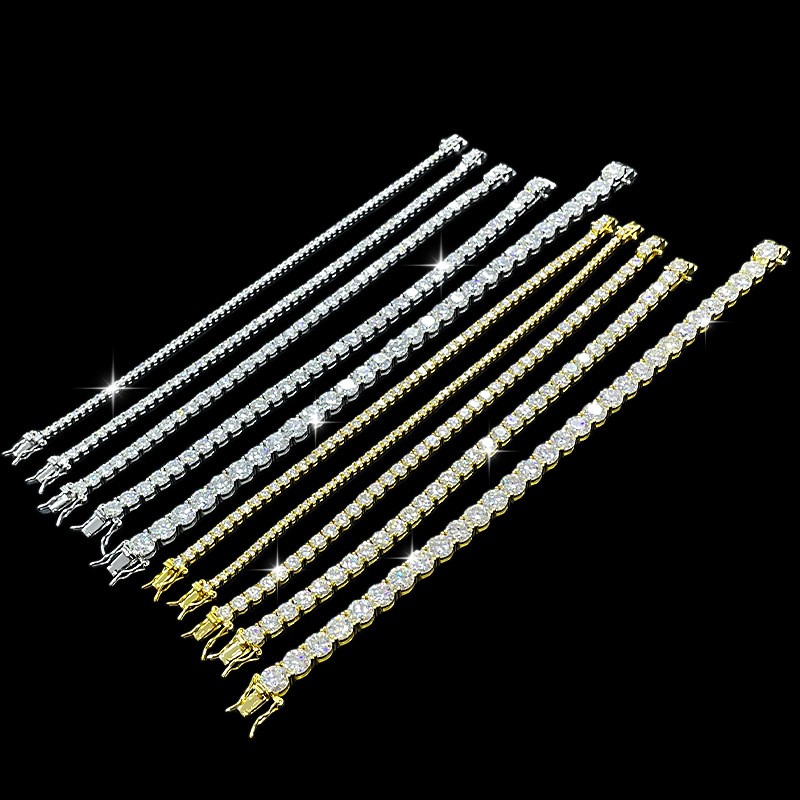 2-6.5mm 16-24″ VVS1 D Moissanite Tennis Chain Necklace 925 Silver Passes Tester
