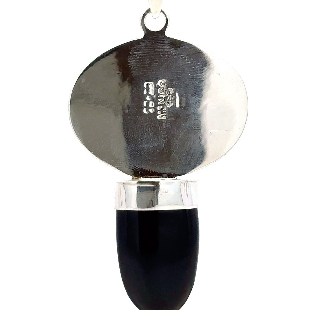 Sterling Silver Black Onyx Pendant (1 1/2 x 3 1/4 Inch)