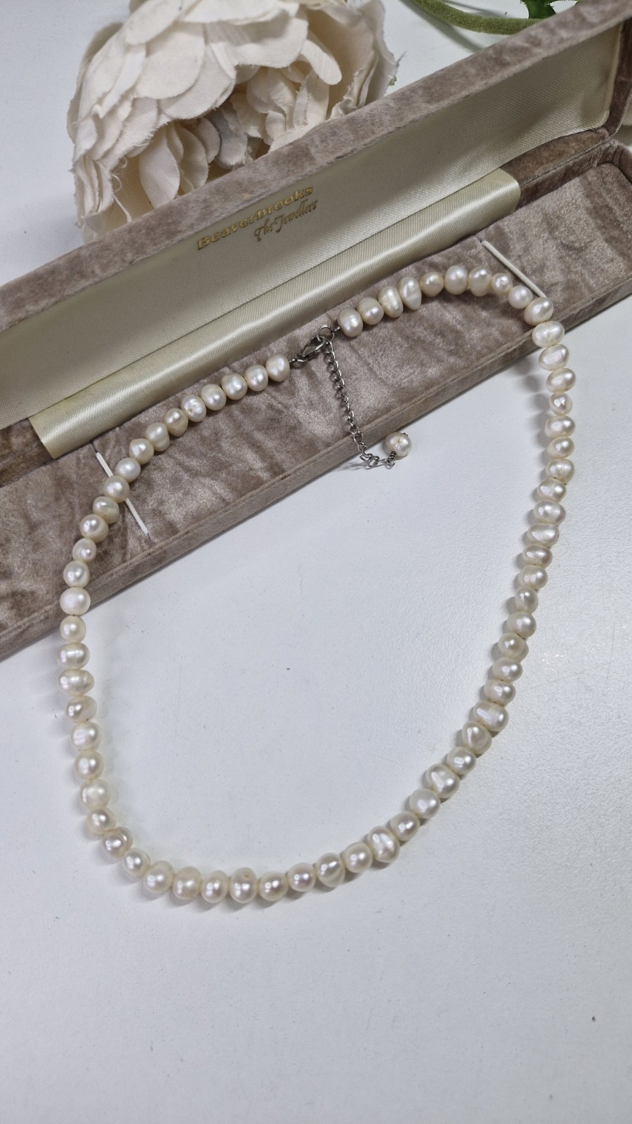 Cultured Freshwater Pear neclace Sterling Silver clasp high lustre boxed