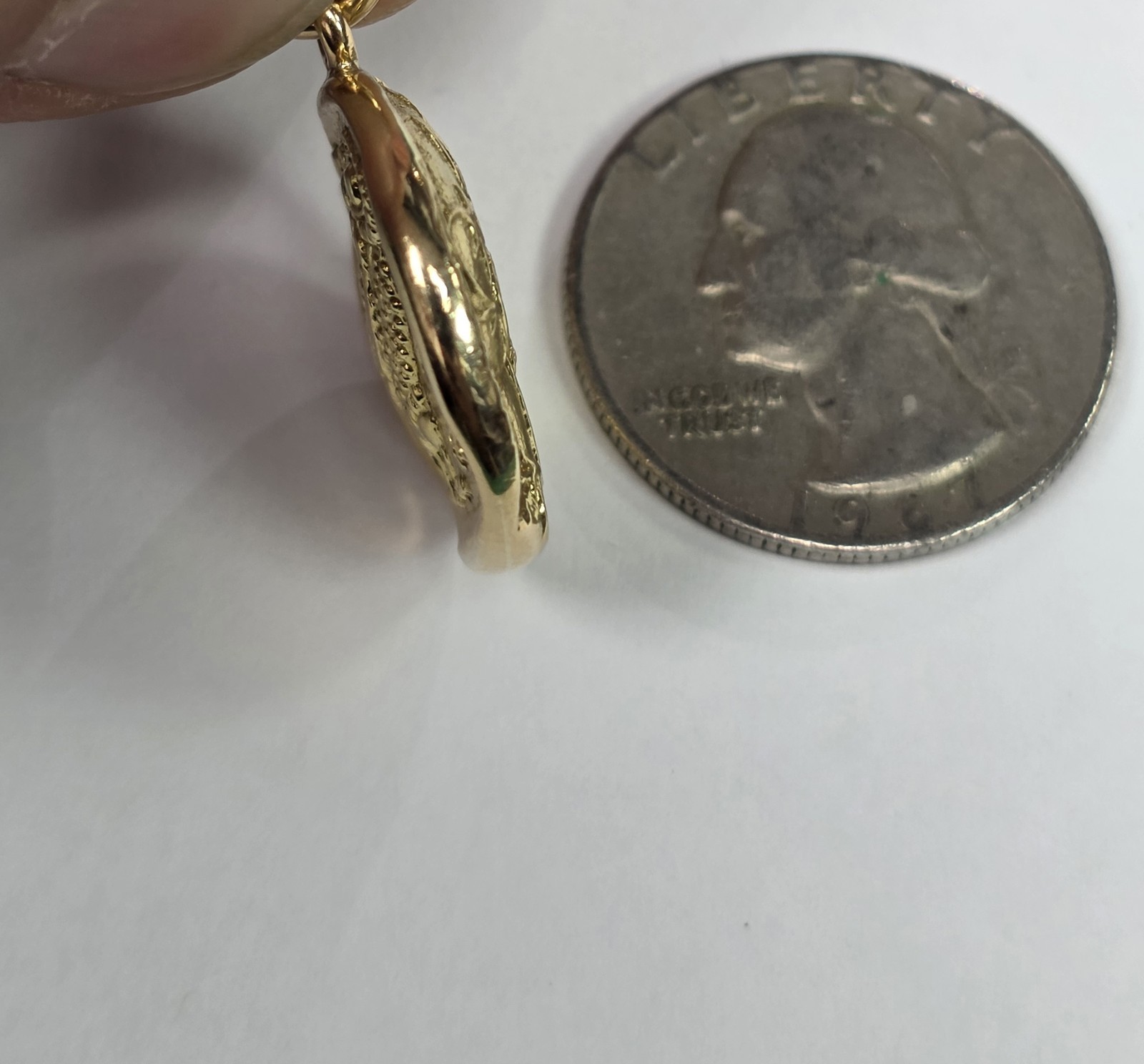18k Yellow Gold Owl of Athena Coin Replica Pendant Charm