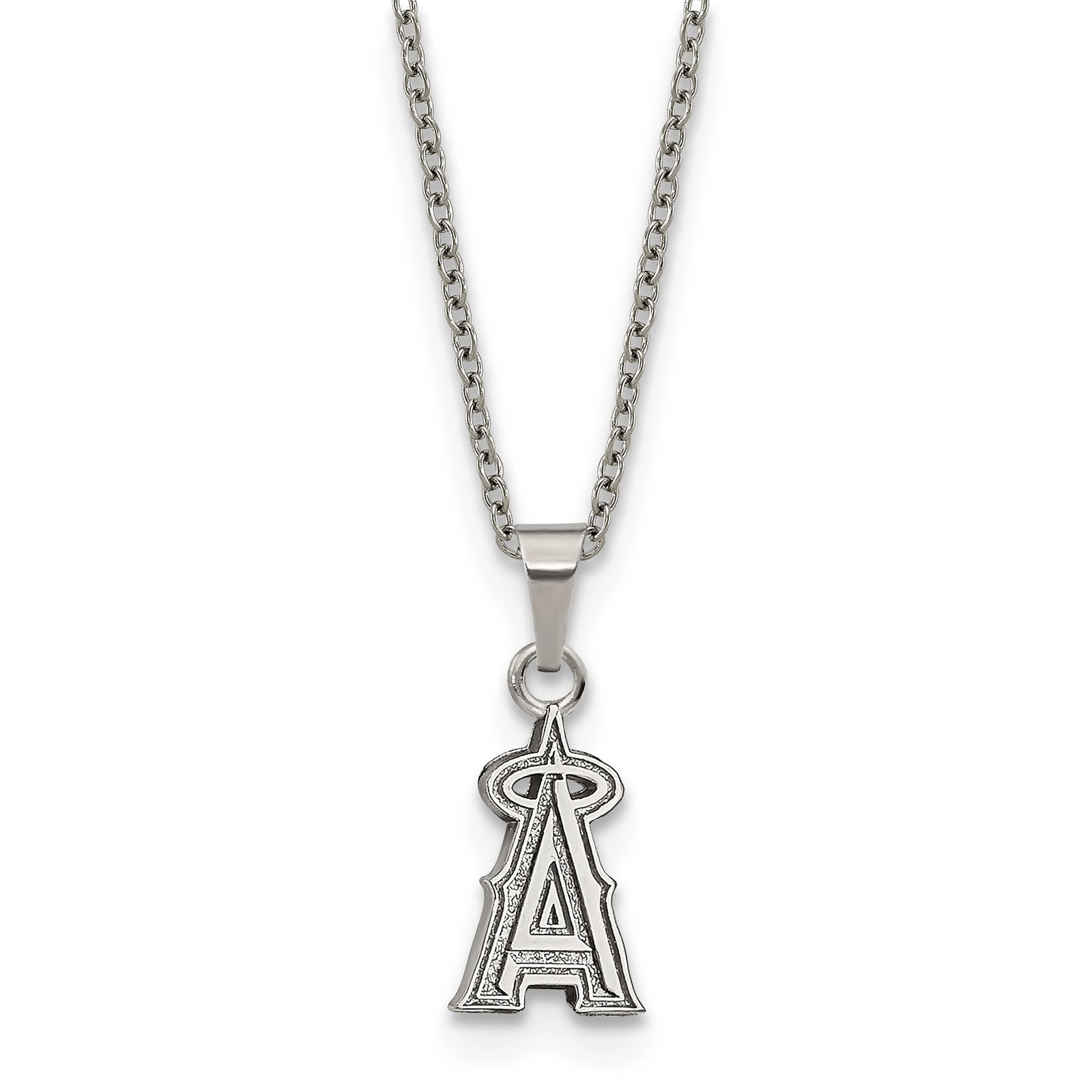 Stainless Steel MLB LogoArt Los Angeles Angels w/2in ext Pendant Necklace