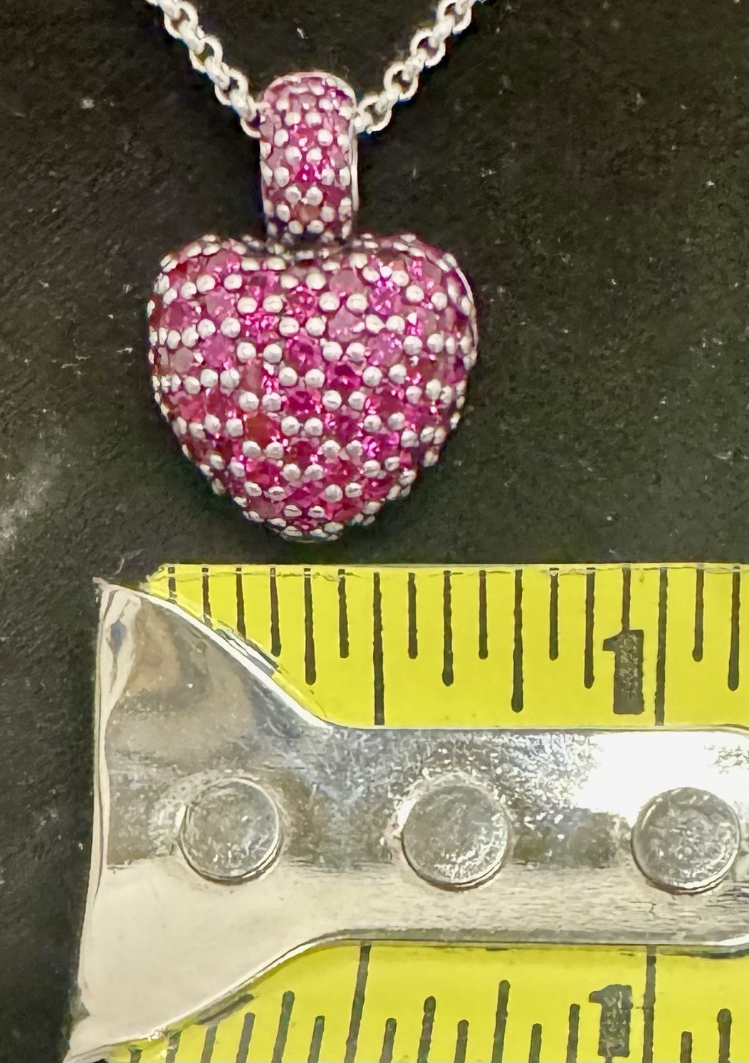 Beautiful Thomas Sabo 925. Sterling Rolo Necklace With Ruby Pave Heart Pendant