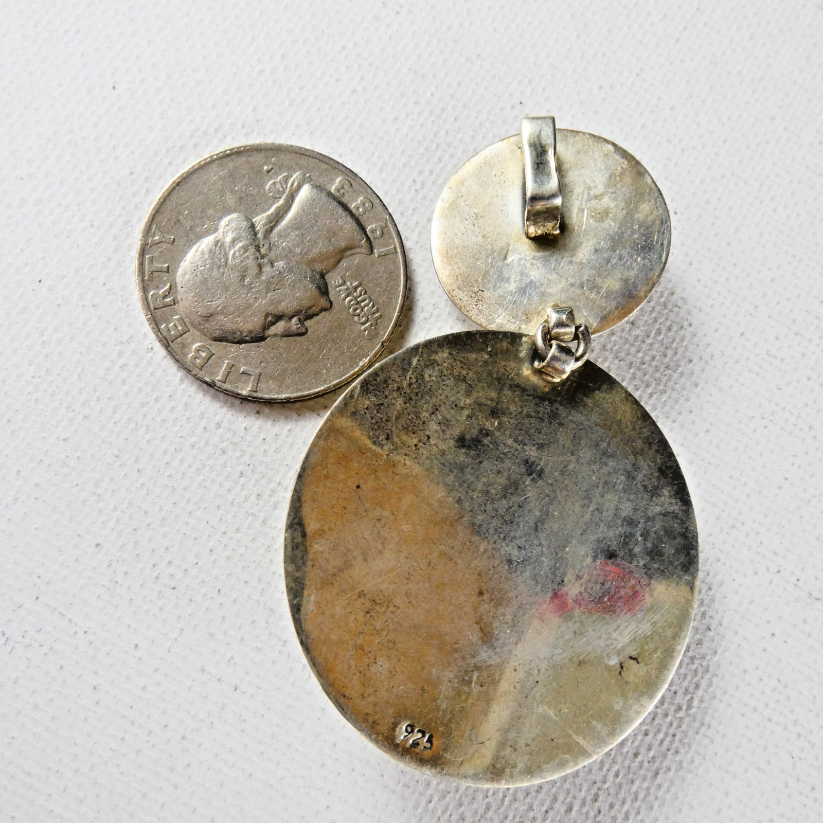 Vintage Modernist Sterling Silver Pendant 925 Round 2.25″ MOD Retro