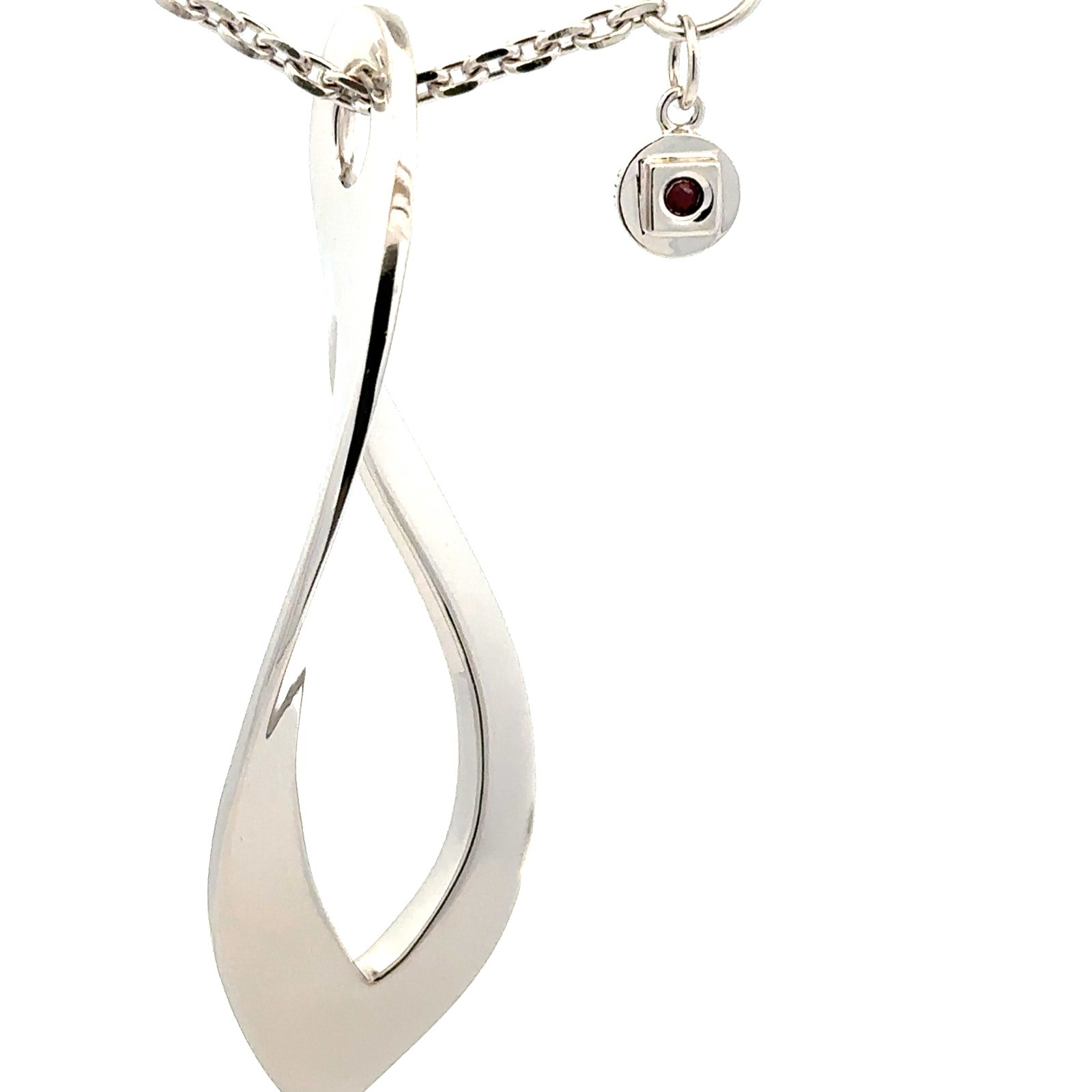 ELLE Sterling Silver Freeform Necklace (1 x 2 3/4 inch) Chain 24 Inch