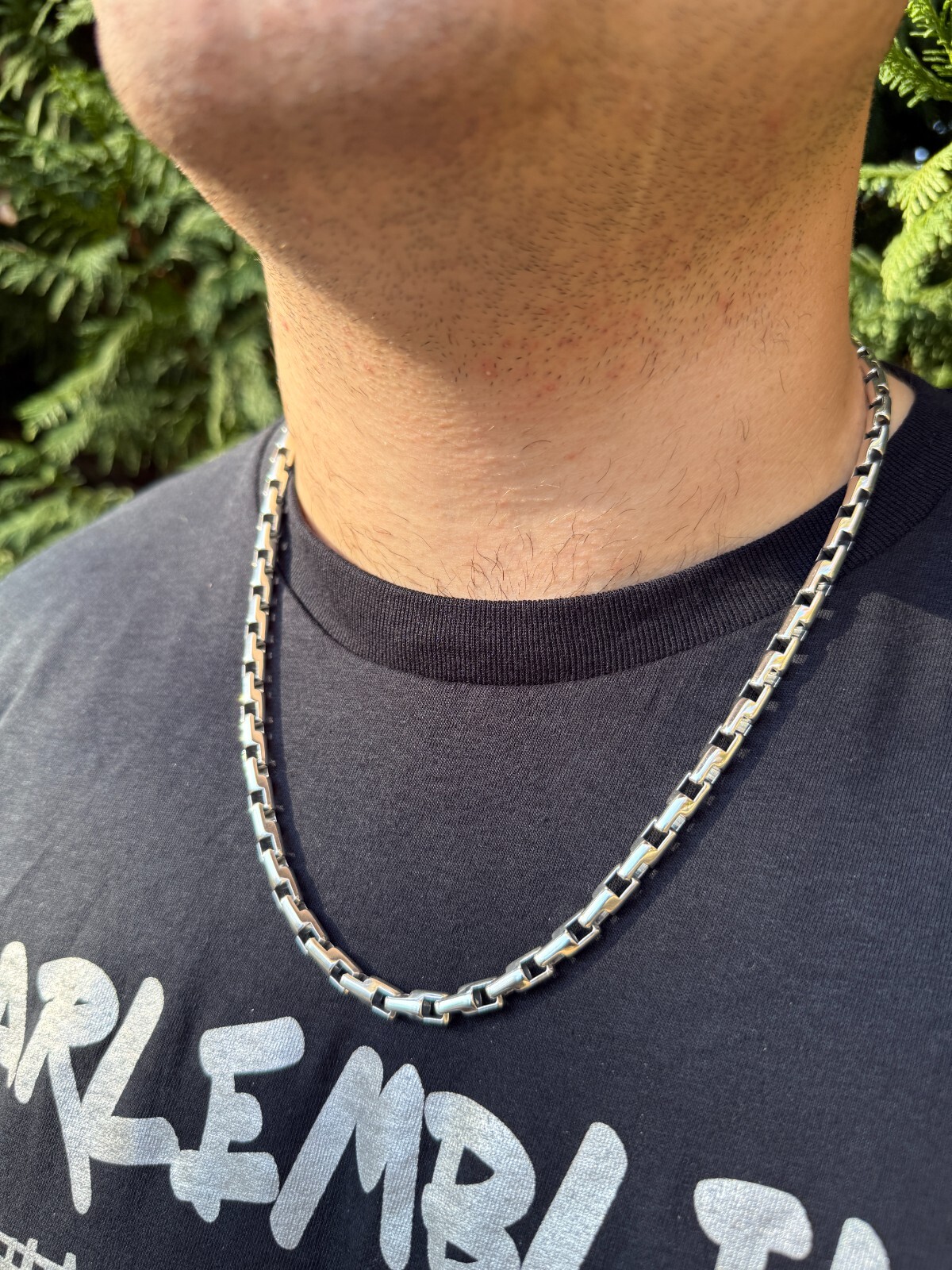 Handmade Custom 6mm Bullet Rolo Chain Necklace Real 925 Sterling Silver Oxidized