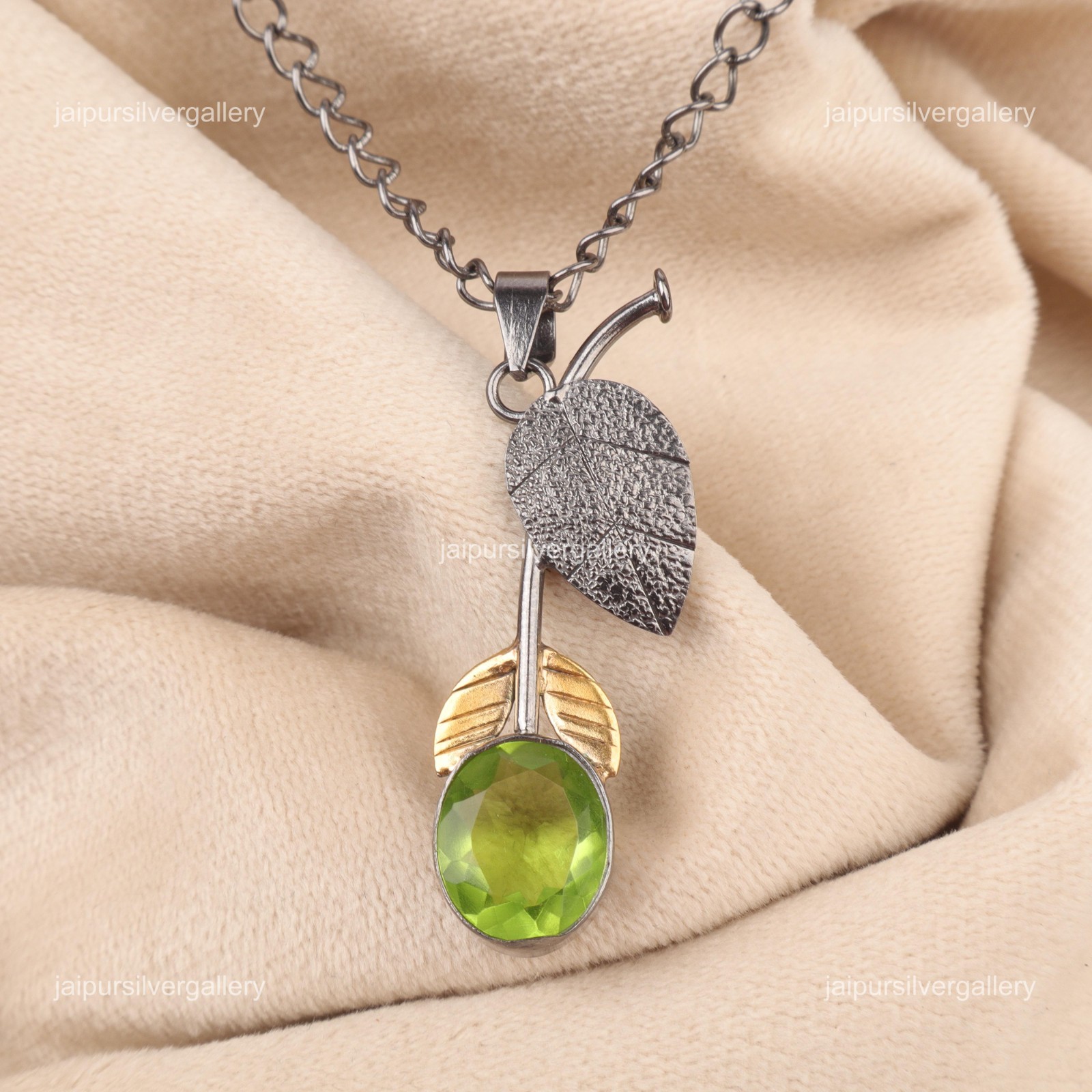 Peridot Gemstone Jewelry 925 Silver Handmade Daily Wear Pendant 1.69″ For Her