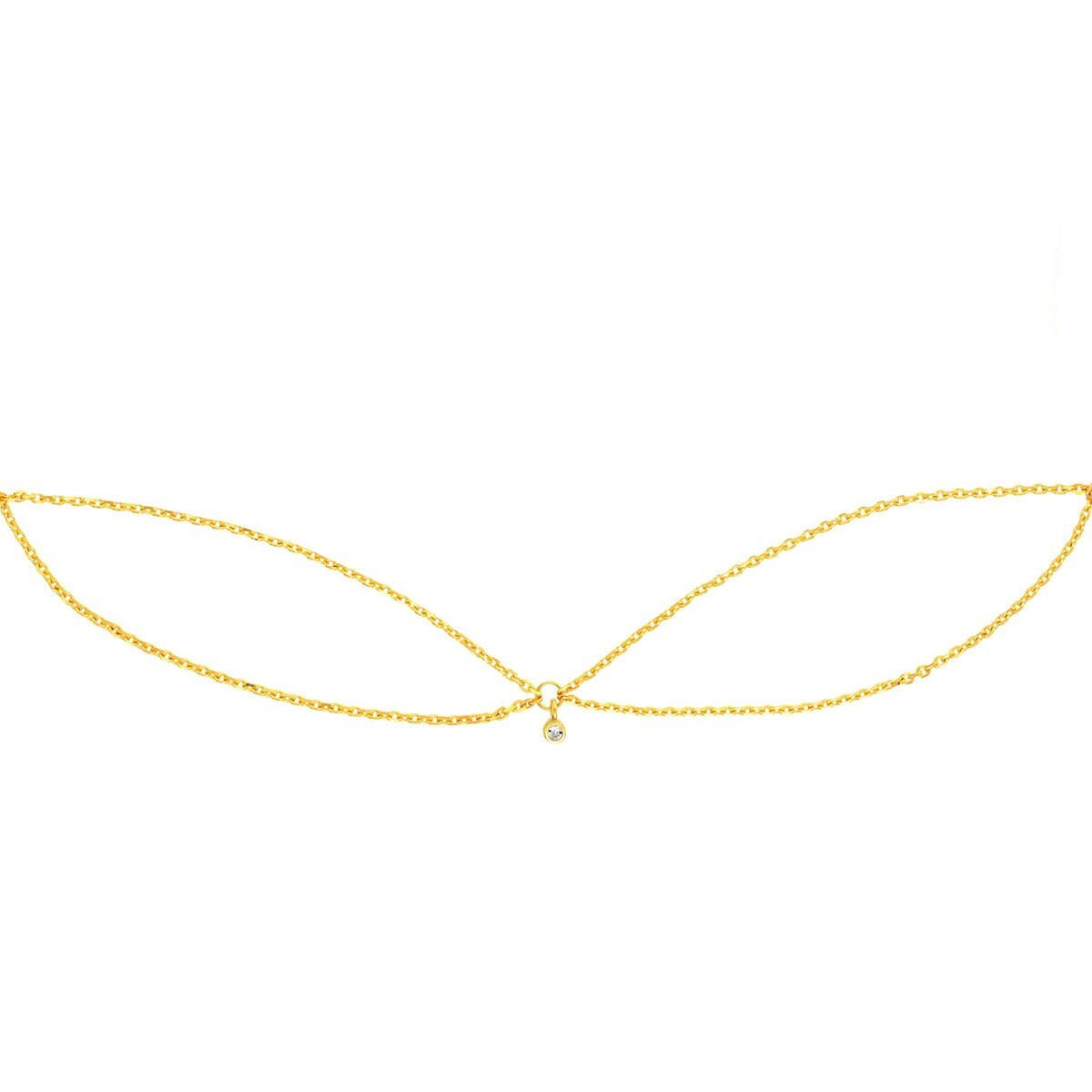 Diamond Charm Choker Necklace Real 14K Solid Gold Adjustable Cable Chain Women