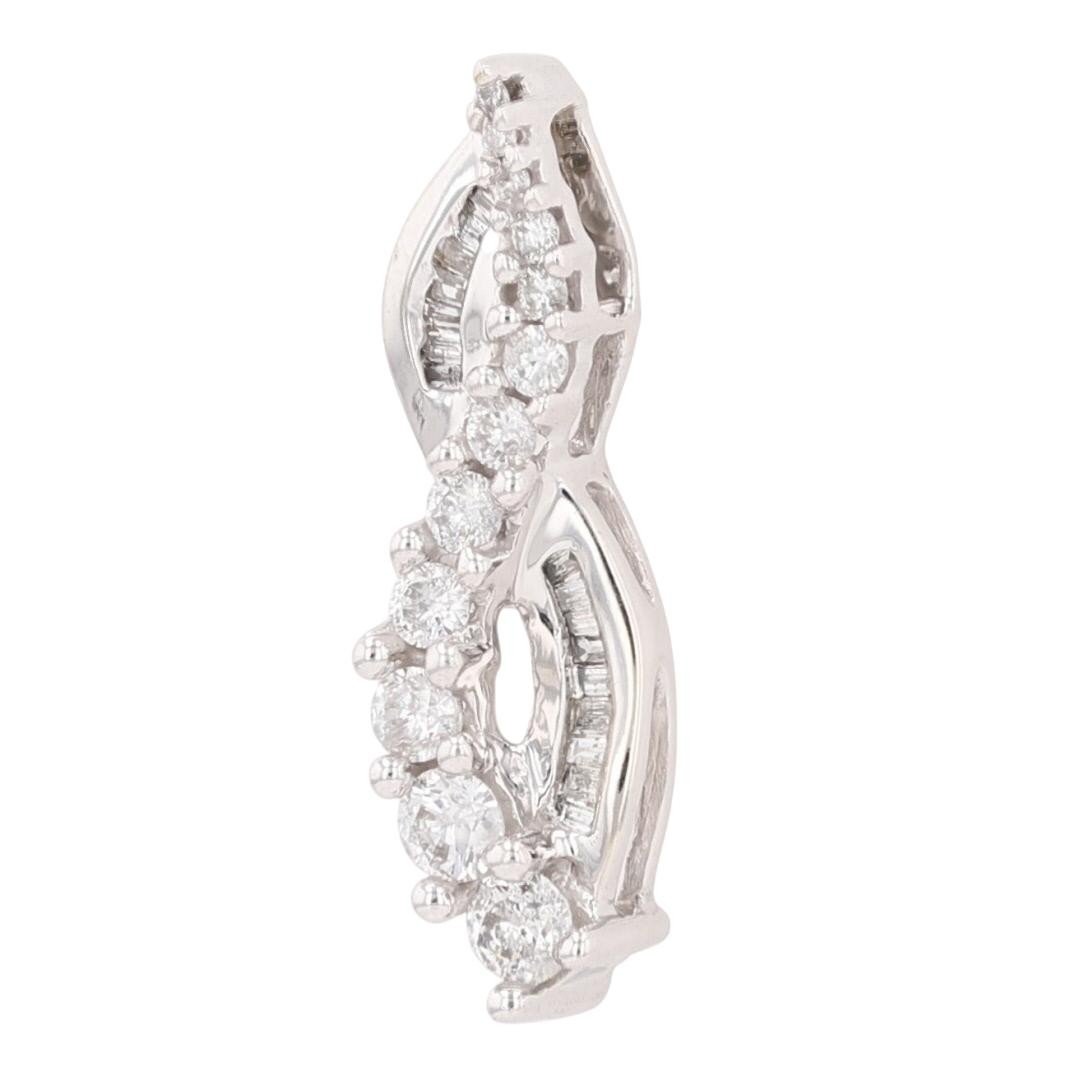 .63ctw Round and Baguette Cut Diamond Twist Pendant without Chain 10k White Gold