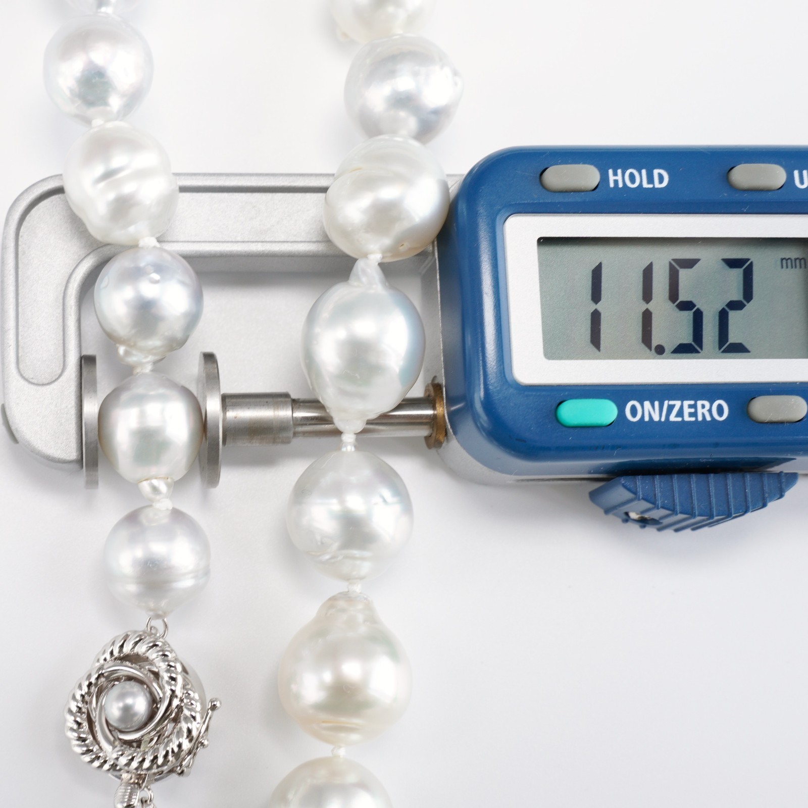 11.5-14.5mm Baroque White South Sea Pearl Necklace 14K White Gold Clasp,18.1″