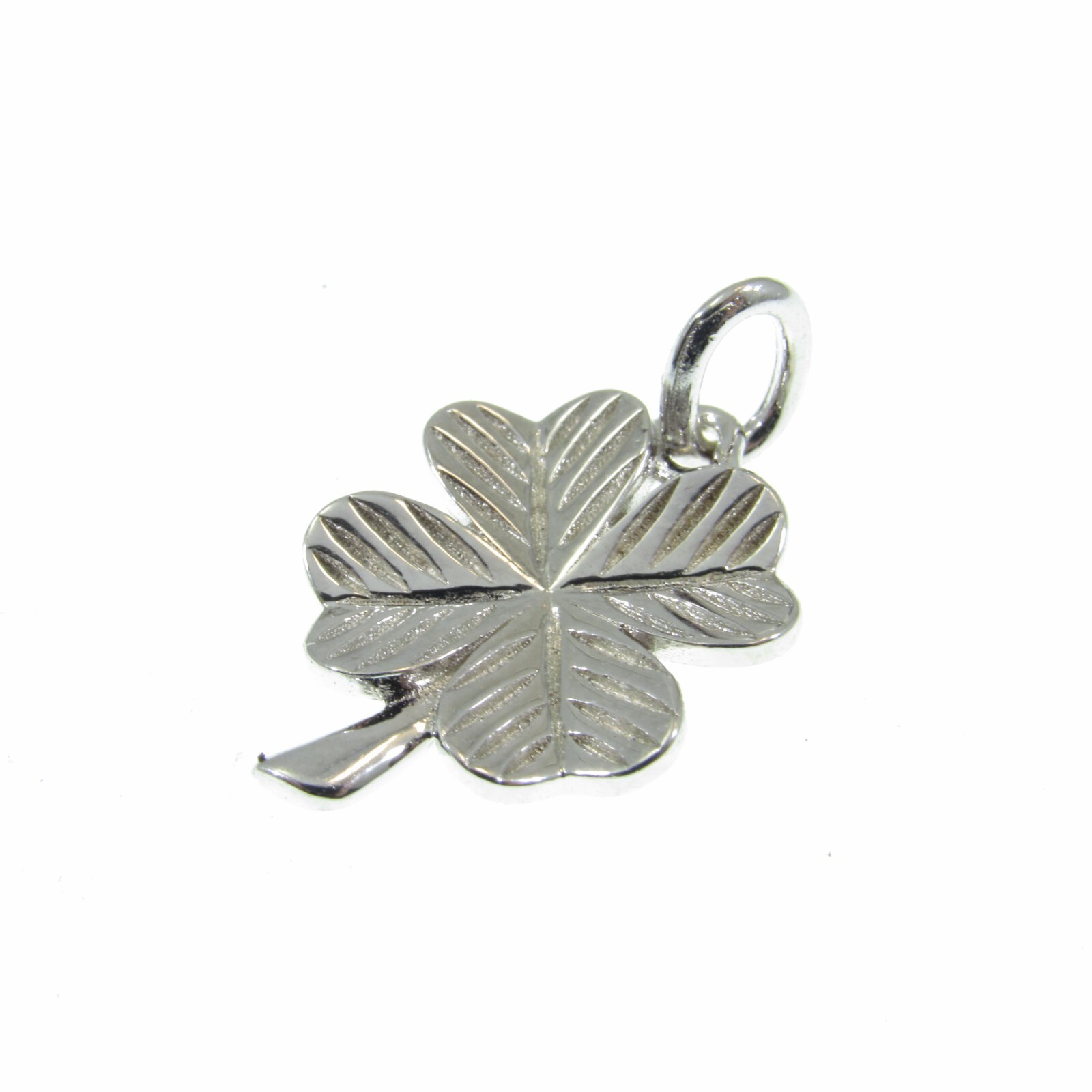 Solid 925 Sterling Silver Lucky Clover, 4 Four Leaf Clover Pendant Luck Charm