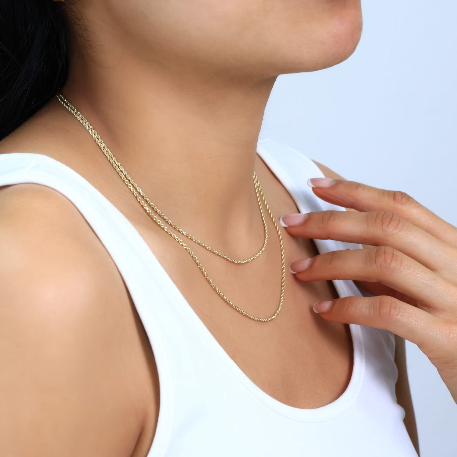 14K Real Yellow Gold 1.5mm Diamond Cut Rope Chain Necklace 16-24in Unisex