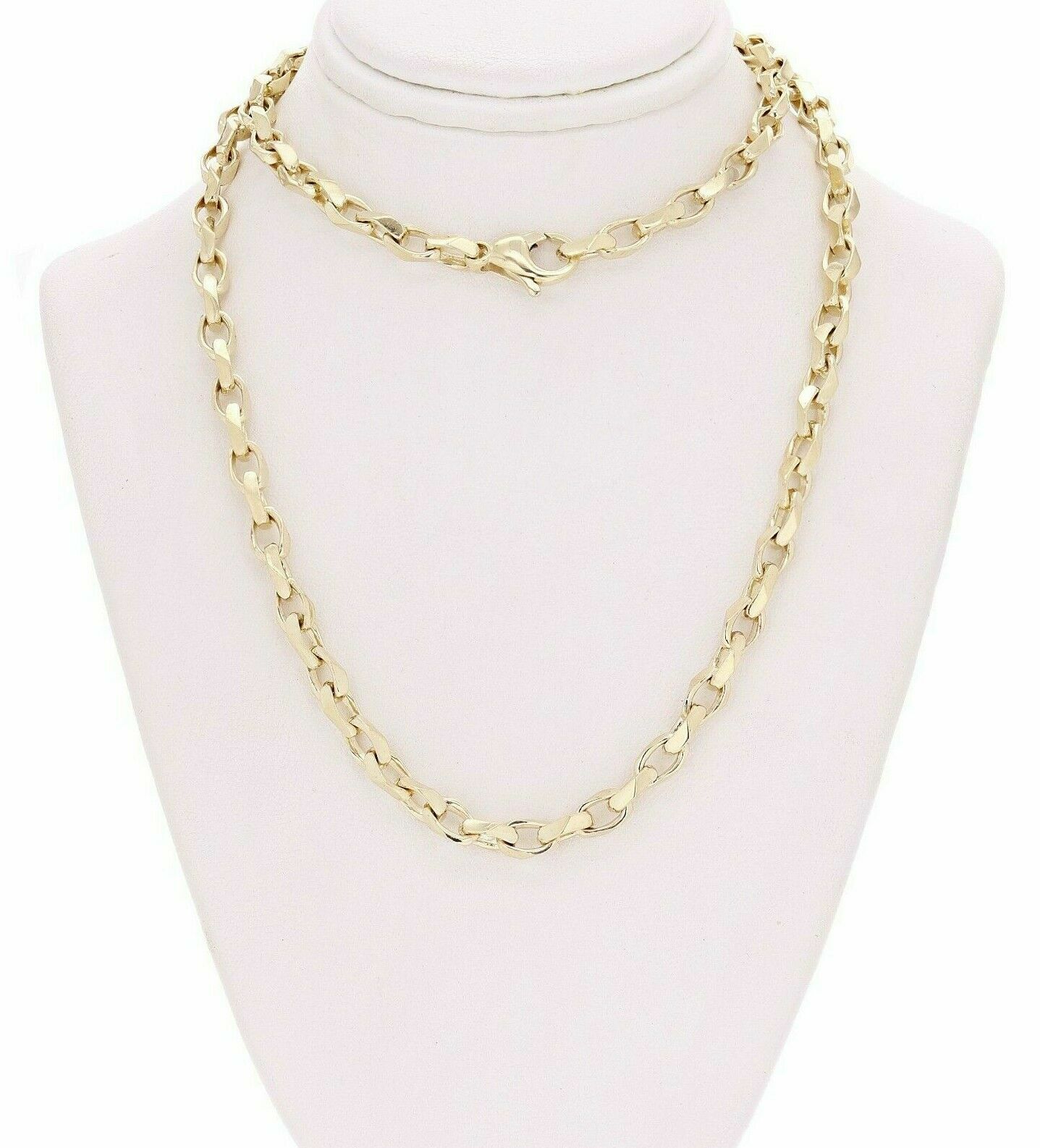 10k Yellow Gold Solid Handmade Beveled Anchor Chain Necklace 28″ 6.7mm 85.2 gram