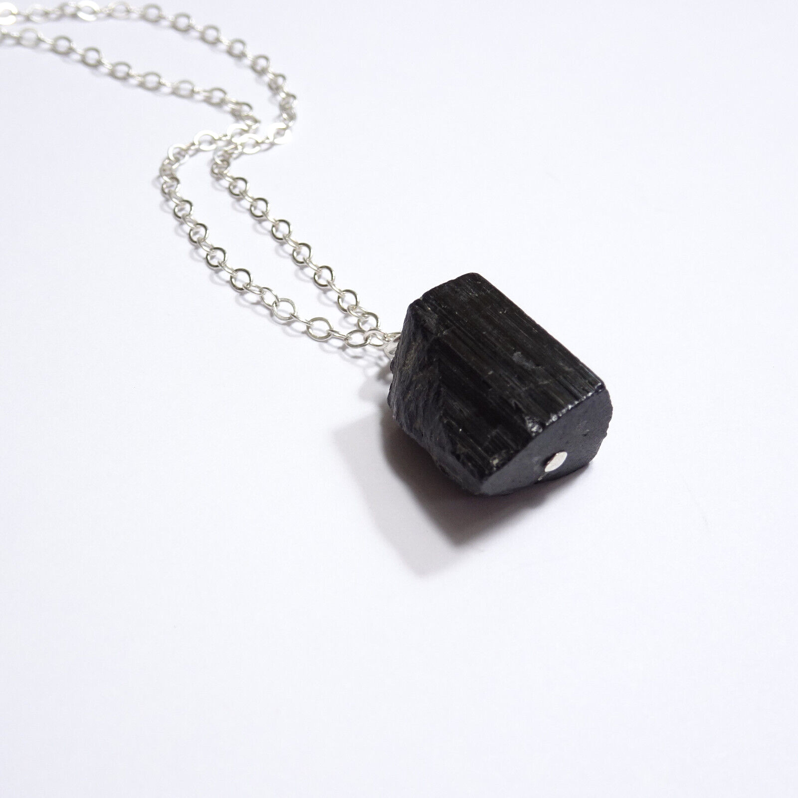 Crystal Raw Black Tourmaline Necklace Root Chakra Jewelry 925 Silver Chain Video