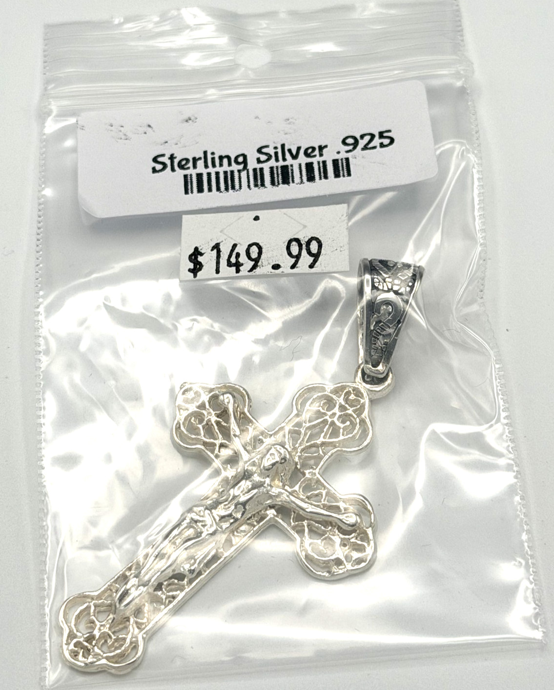 AGI Italy 925 Sterling Silver Crucifix Cross Pendant Religious 2.5″ 6.7g