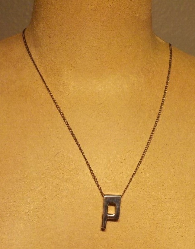 SS 925 MAKERS MARK (SYMBOL FOR MALE) INITIAL P PENDANT ON CHAIN LINK NECKLACES