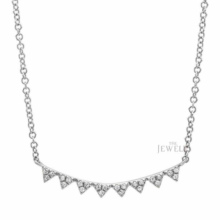 14K Gold 0.24 CT VS/F-G Diamond Multi Tiny Triangles Pendant Necklace Jewelry
