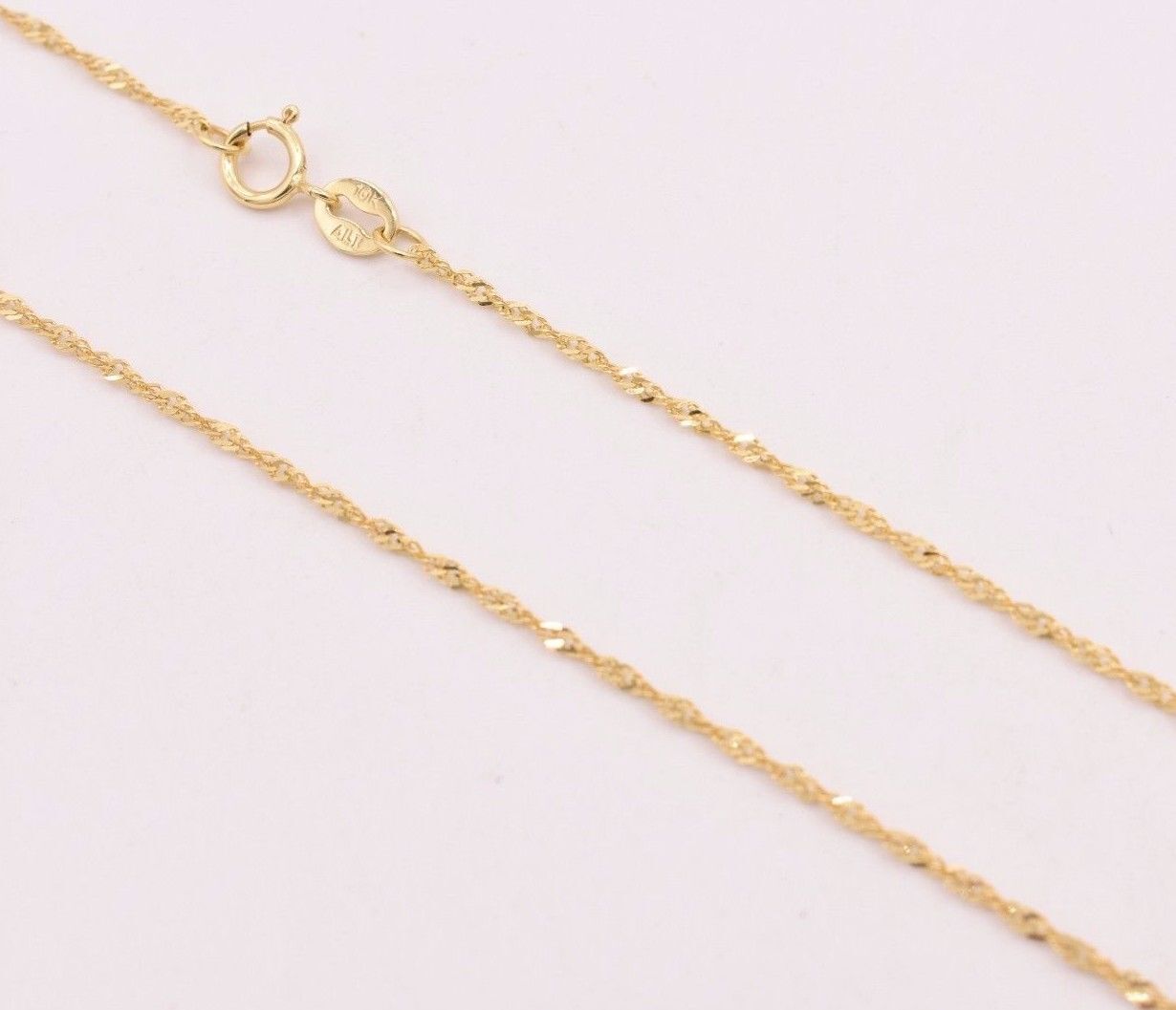 REAL 10K Yellow Gold Singapore Sparkle Chain Necklace 16″ 18″ 20″ 1.30mm