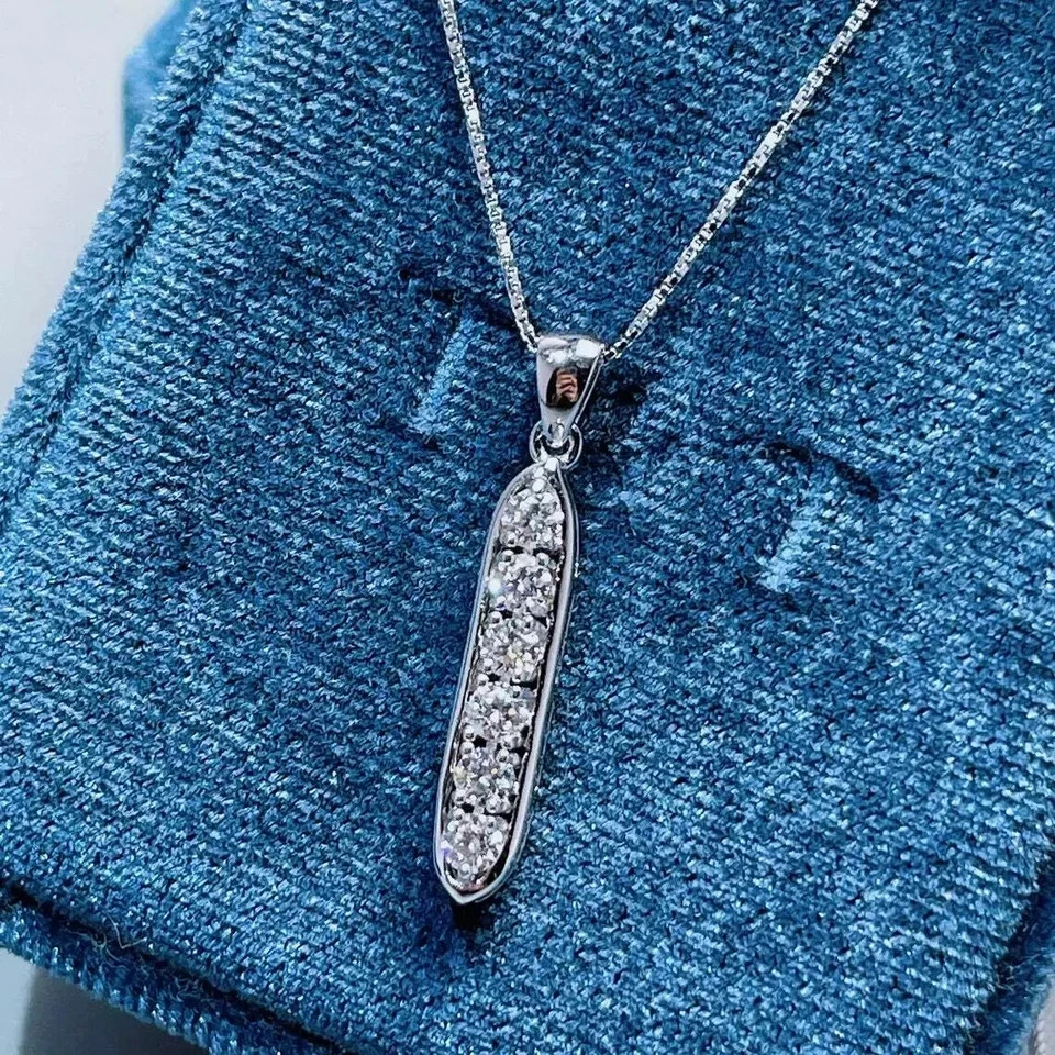 1.50 CT Round Cut Real Moissanite Women’s Journey Pendant 14K White Gold Plated