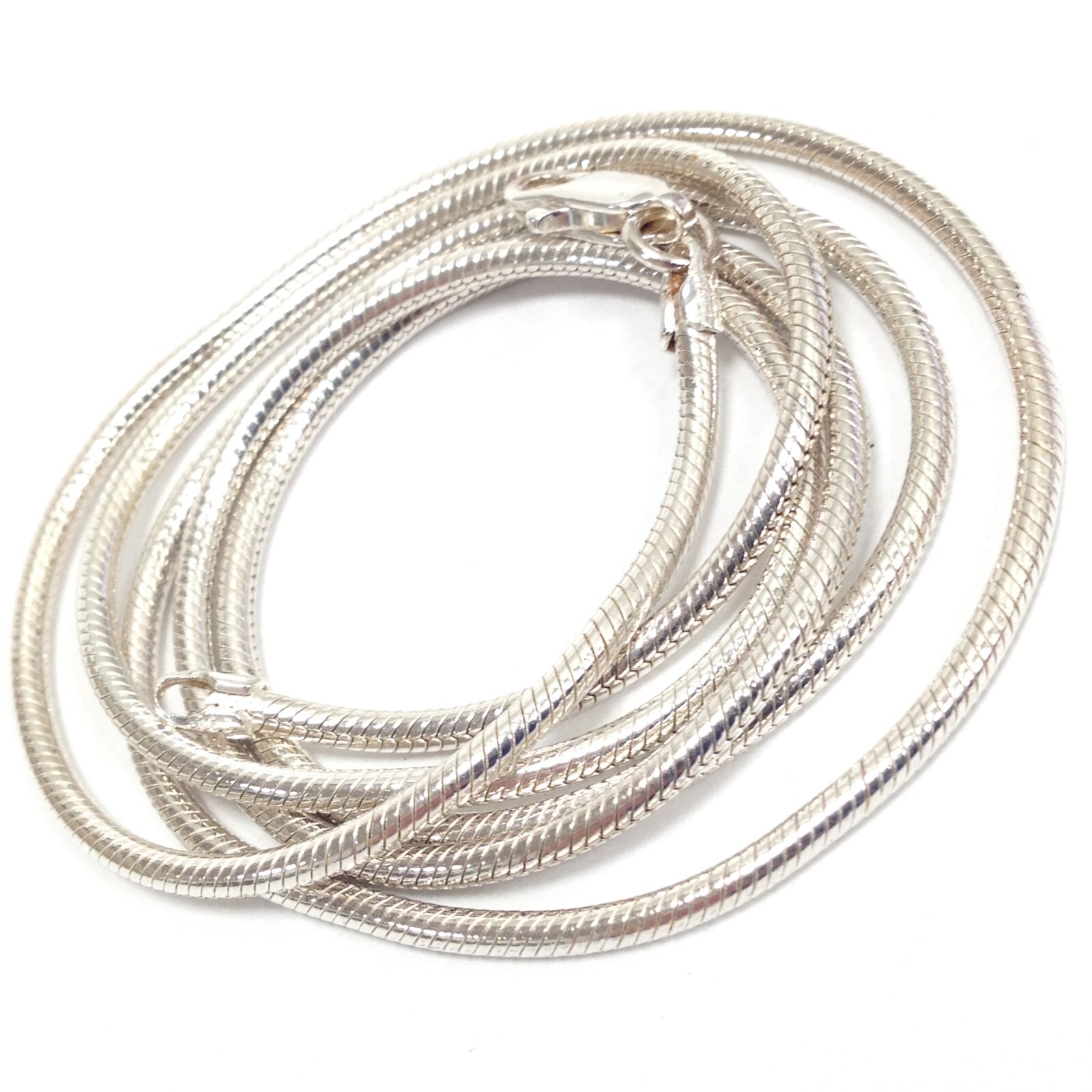 AGI Italy 925 Sterling Silver 1.8mm Thick Snake Necklace 24″ Lobster Clasp 15.6g