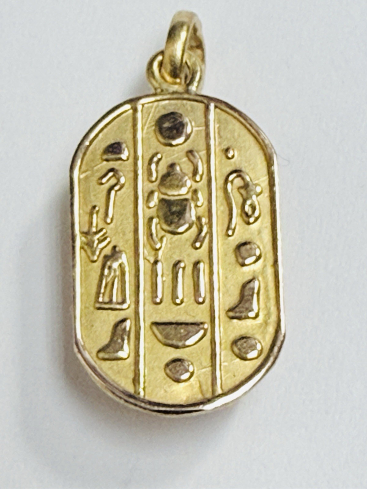 18K Solid Yellow Gold Hand Made Egyptian Scarab Charm. ~ 2.25 Grams
