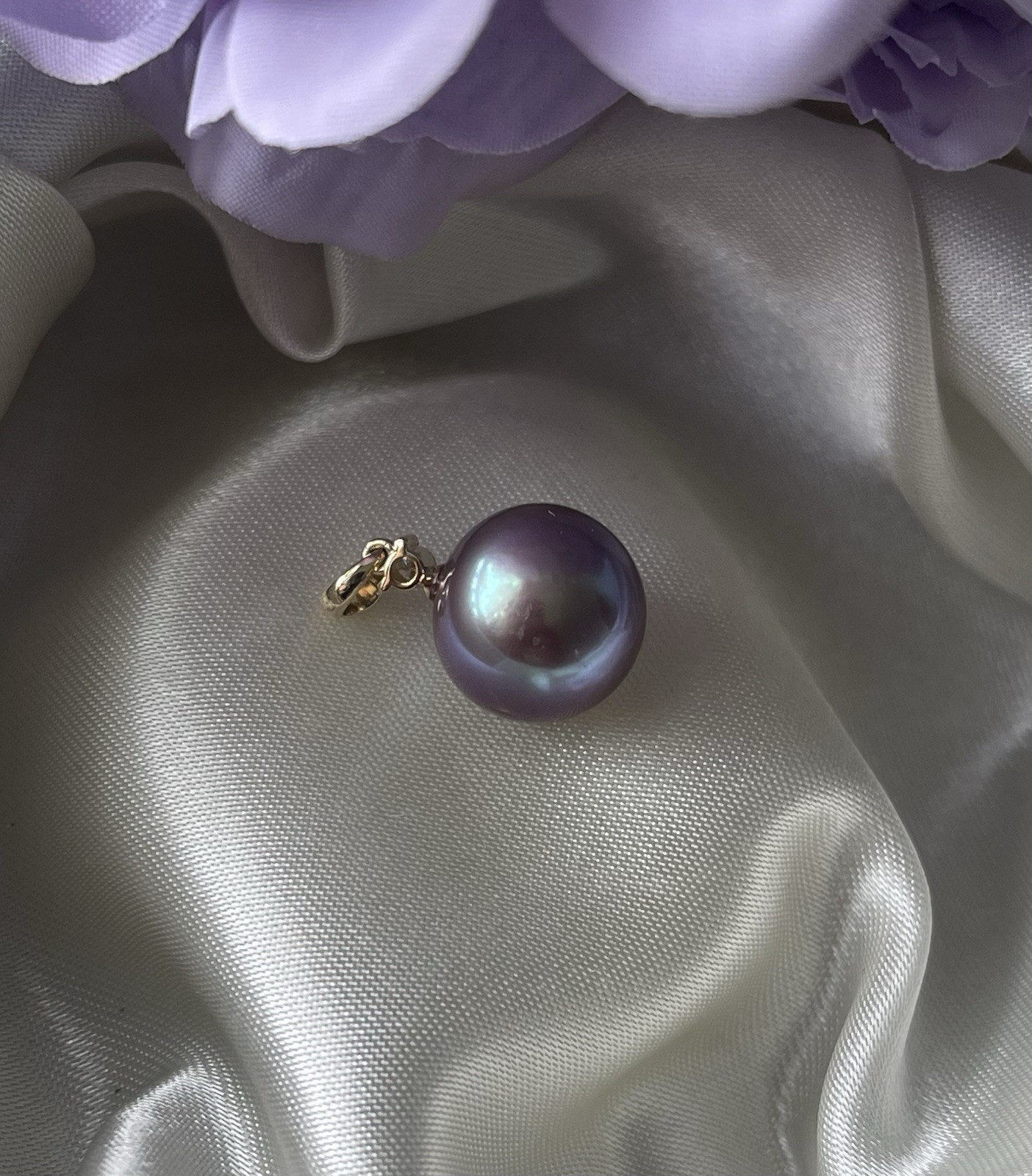 New Genuine Natural Lavender Colored Edison Pearl Diamond Pendant