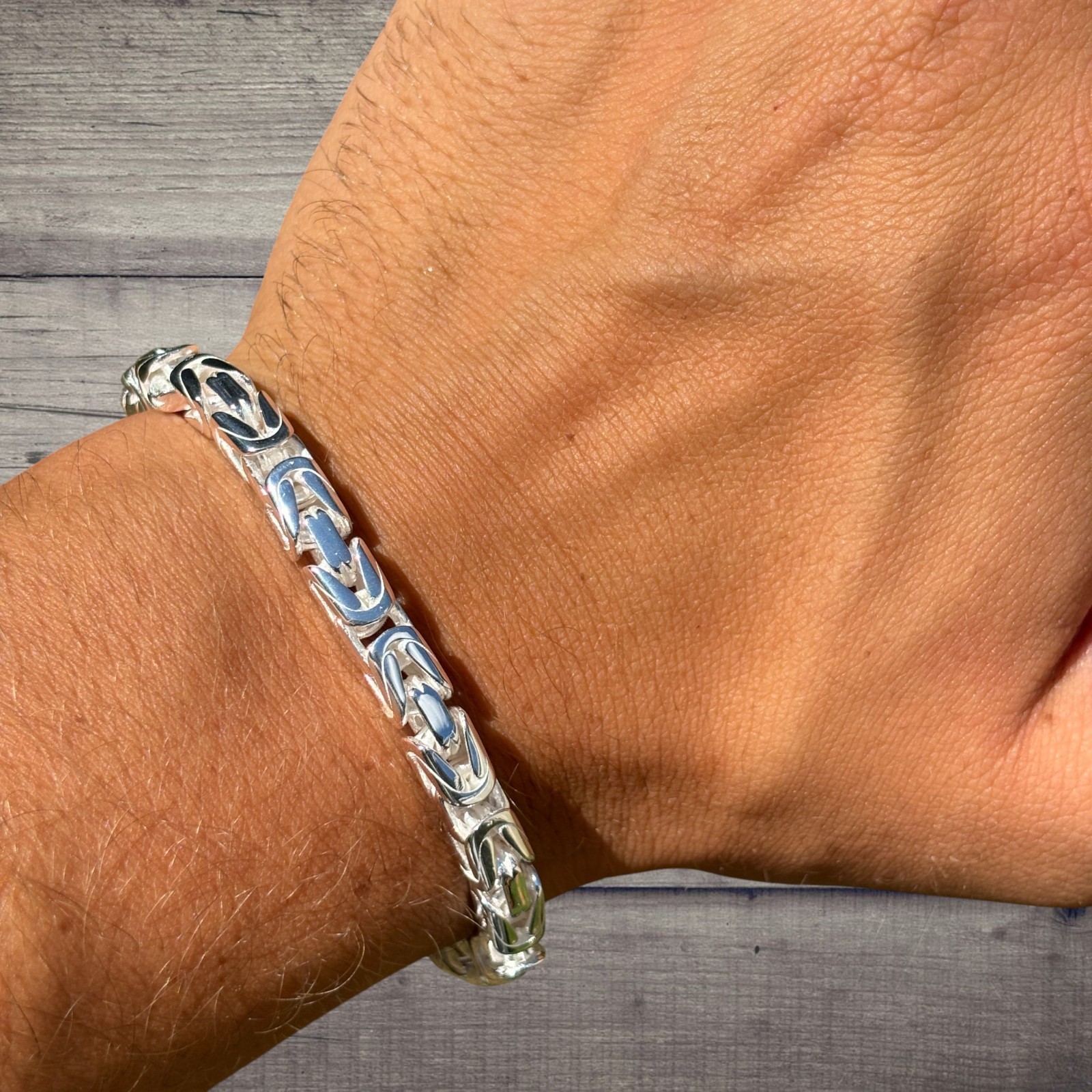 6mm Byzantine W. Box Clasp Bracelet – Solid 925 Sterling Silver MADE IN ITALY