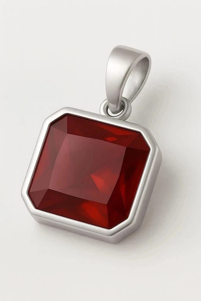 Certified 16 Ct Natural Blood Red Ruby Pendant 925 Sterling Silver Jewelry