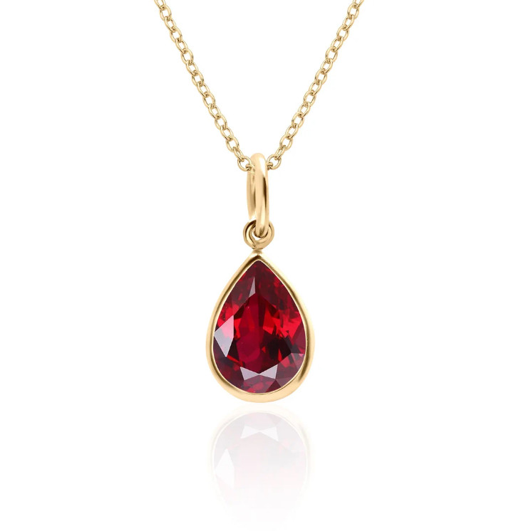 Handmade Gold Plated Garnet Pendant Necklace 925 Silver Birthday Gift For Girls