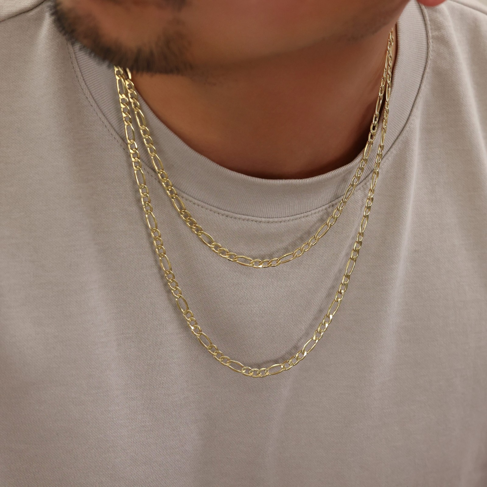 14K Yellow Gold 5.5mm Figaro Chain Link Italian Necklace Mens Womens 16″- 30″