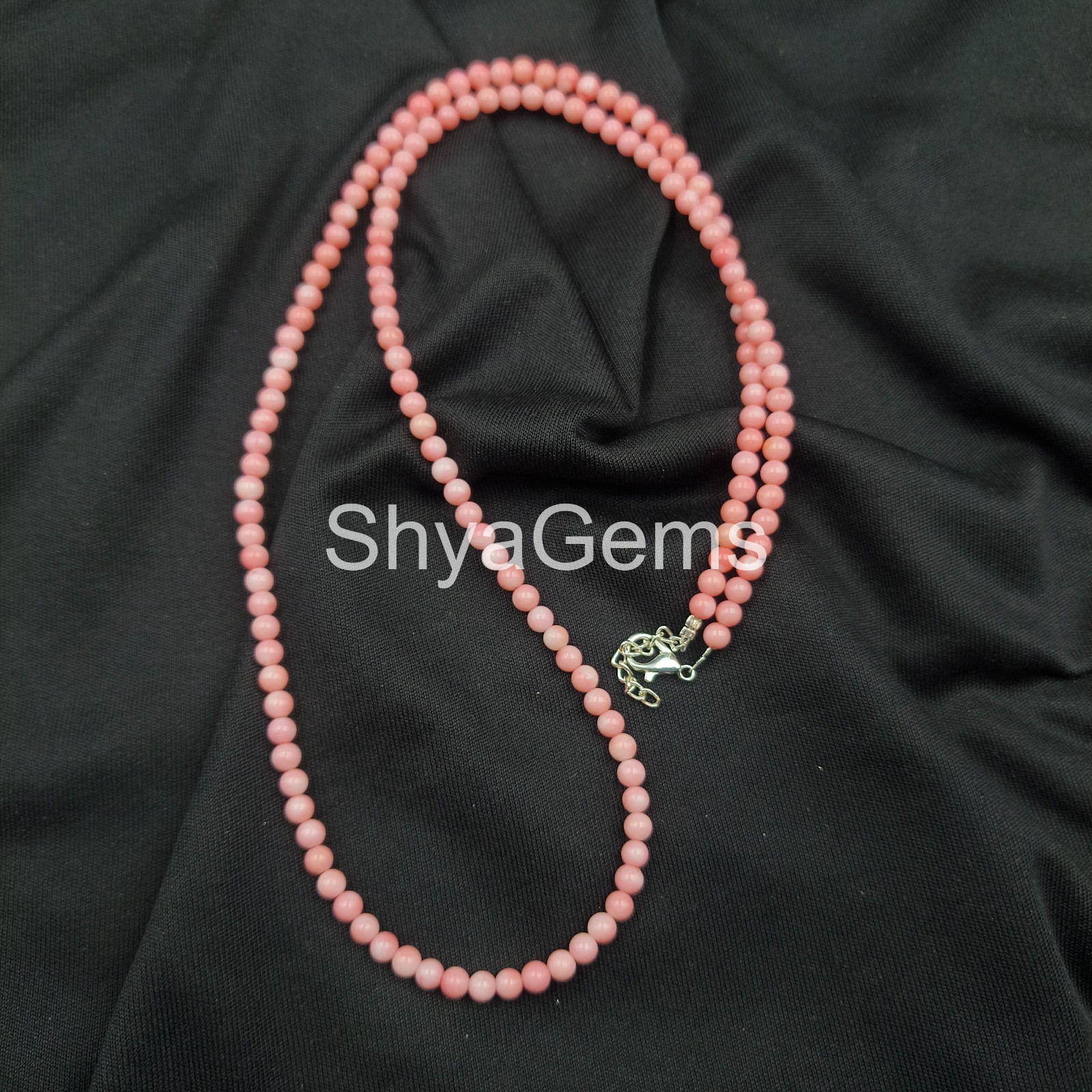 Pink Coral Necklace 3mm Smooth Beads, Sterling Silver Clasp, Dainty Coral Jewel