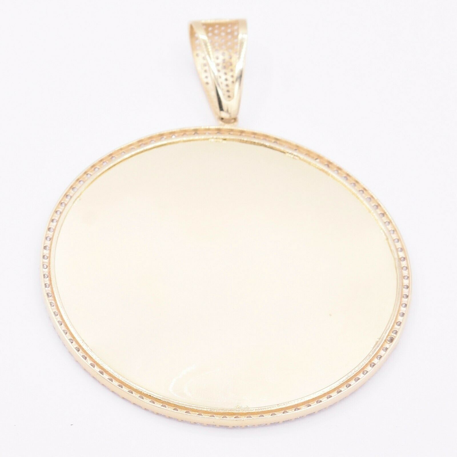 3″ Medallion Picture Frame Memory Charm Pendant Real 10K Yellow Gold
