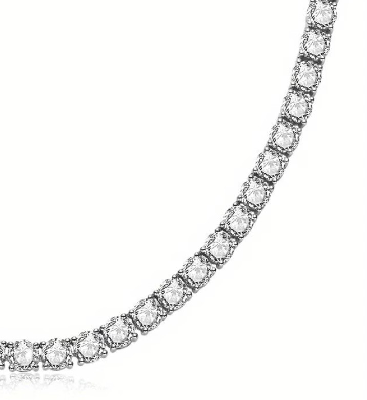 1pc 32ct D Color VVS1 Lab- Tennis Necklace – 925 Sterling Silver