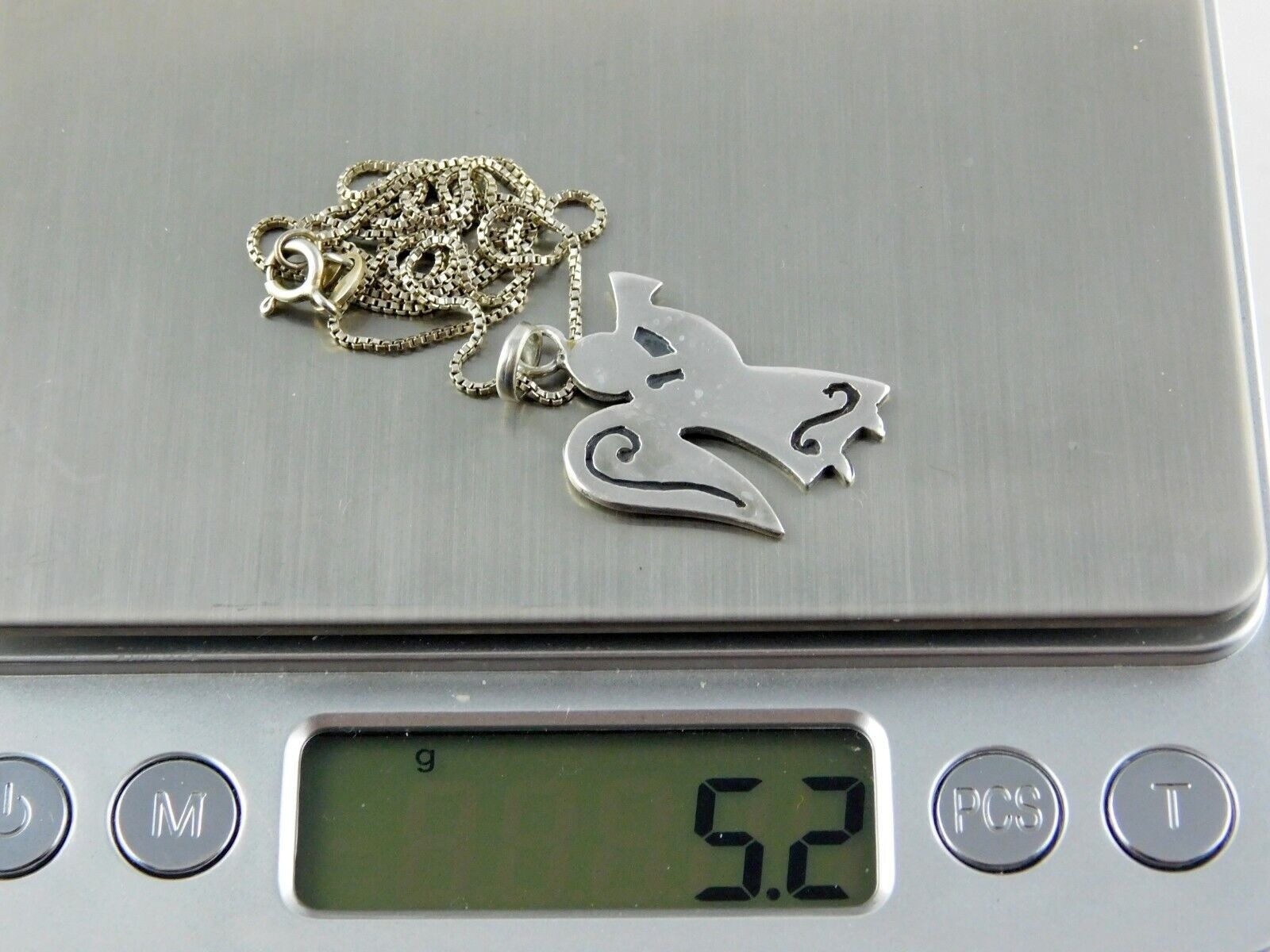 Sterling Silver Trumpeting Angel Pendant Necklace 18.5 Inches 5.2 Grams 925