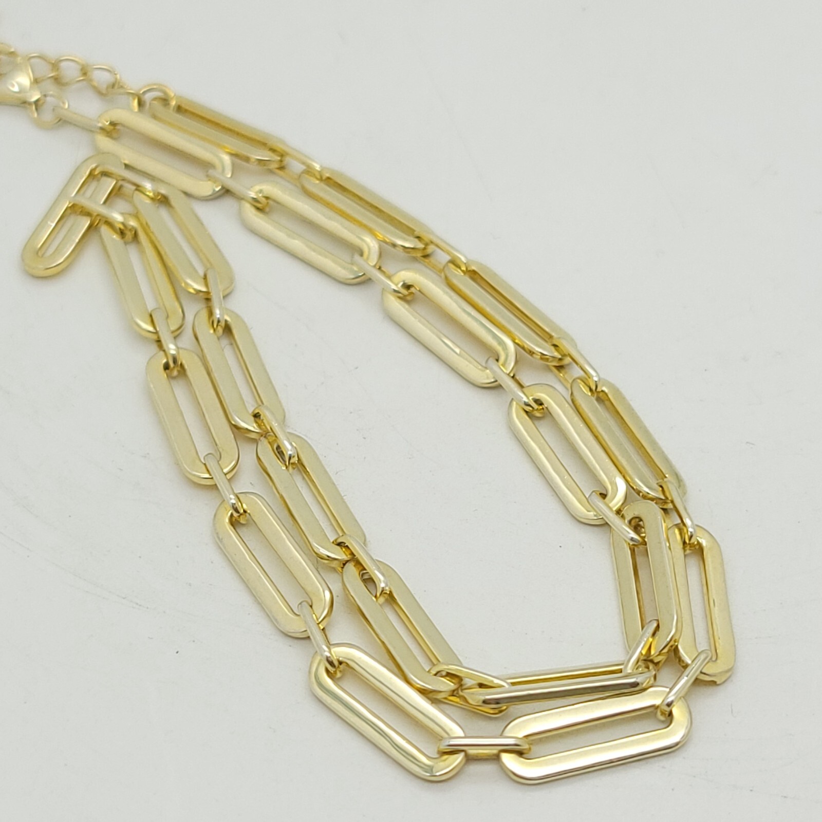 Adinas Jewels Sterling Silver Gold Tone Pastel Yellow Enamel Paper Clip Necklace