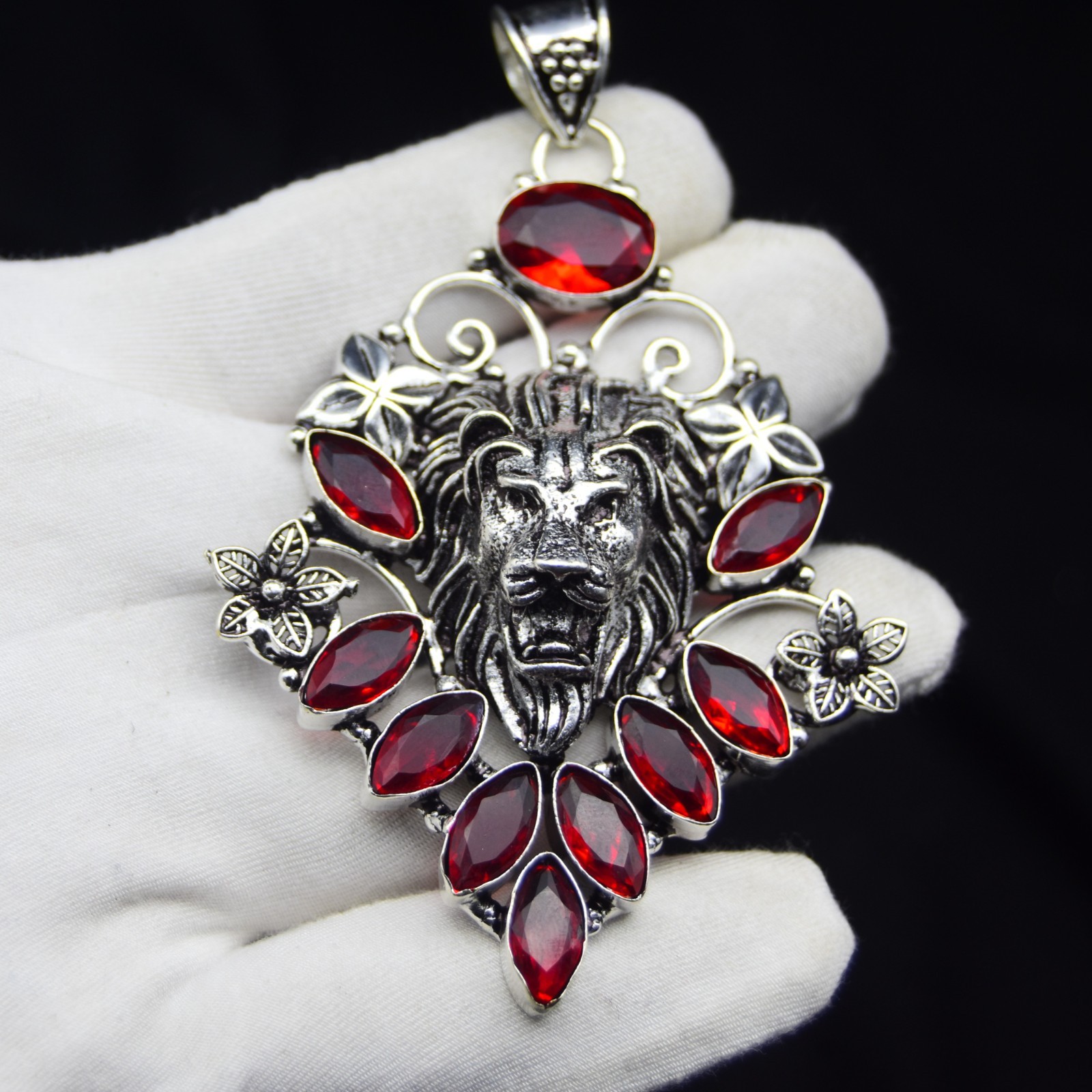 Mozambique Garnet Gemstone Pendant Handmade 925 Sterling Silver Jewelry 2.75″