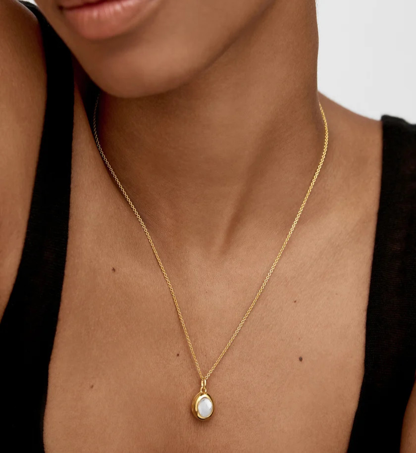 MONICA VINADER 💎 Locket 18k Gold & Rock Crystal RRP £99 Pre-Engraved