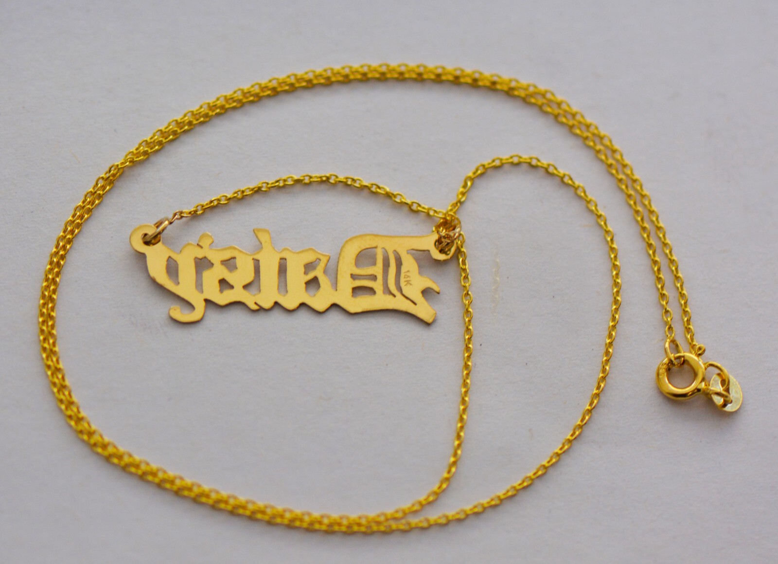 14K Solid Yellow Gold Personalized Custom Name Necklace-Old English Font