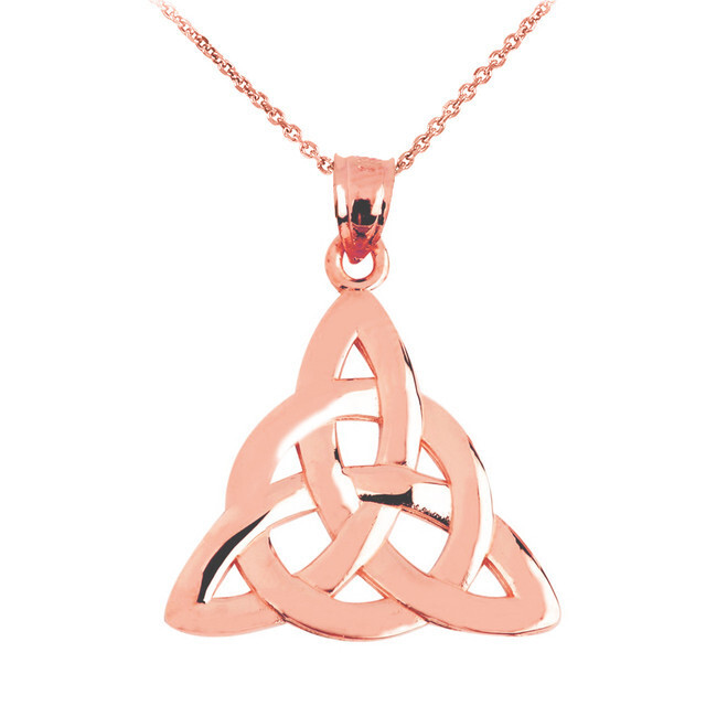 Gold Celtic Trinity Pendant Necklace (Available in Yellow/Rose/White Gold)