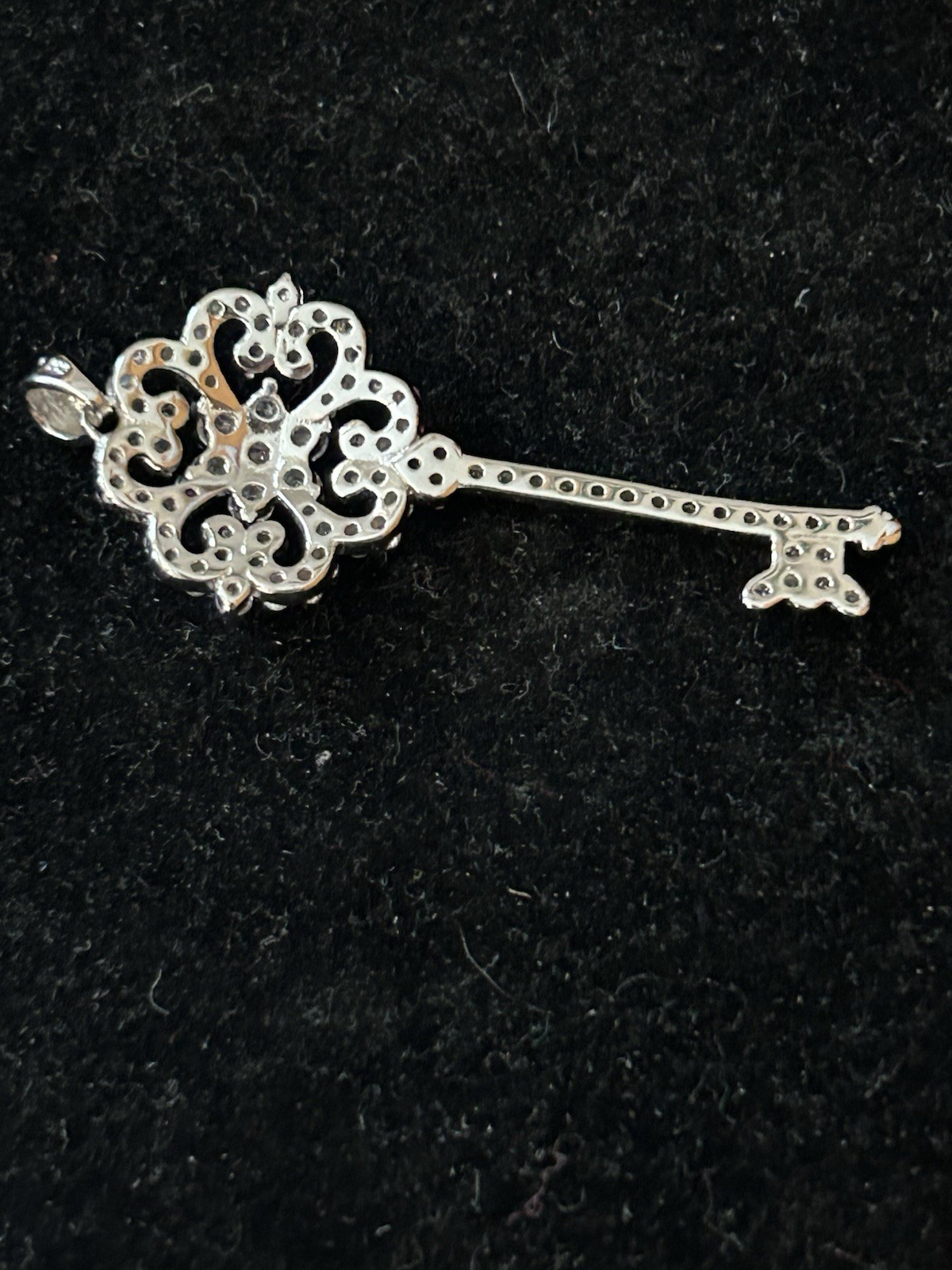 Beautiful Micro Pave Round CZ Flower Key Pendant 925 Sterling Silver – No Chain