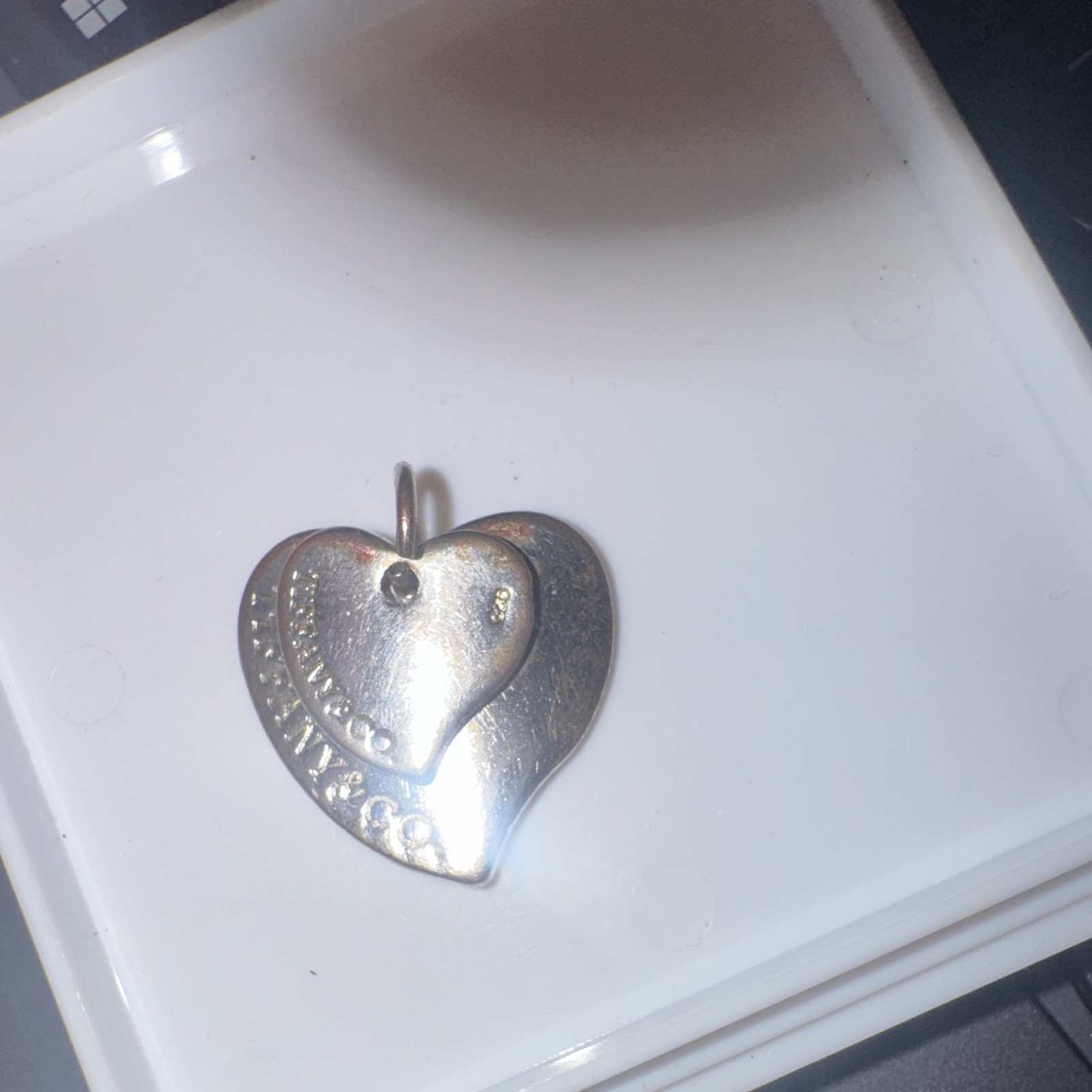 Tiffany & Co. Sterling Silver 925 Double Heart Charm Pendant Signed Engraved