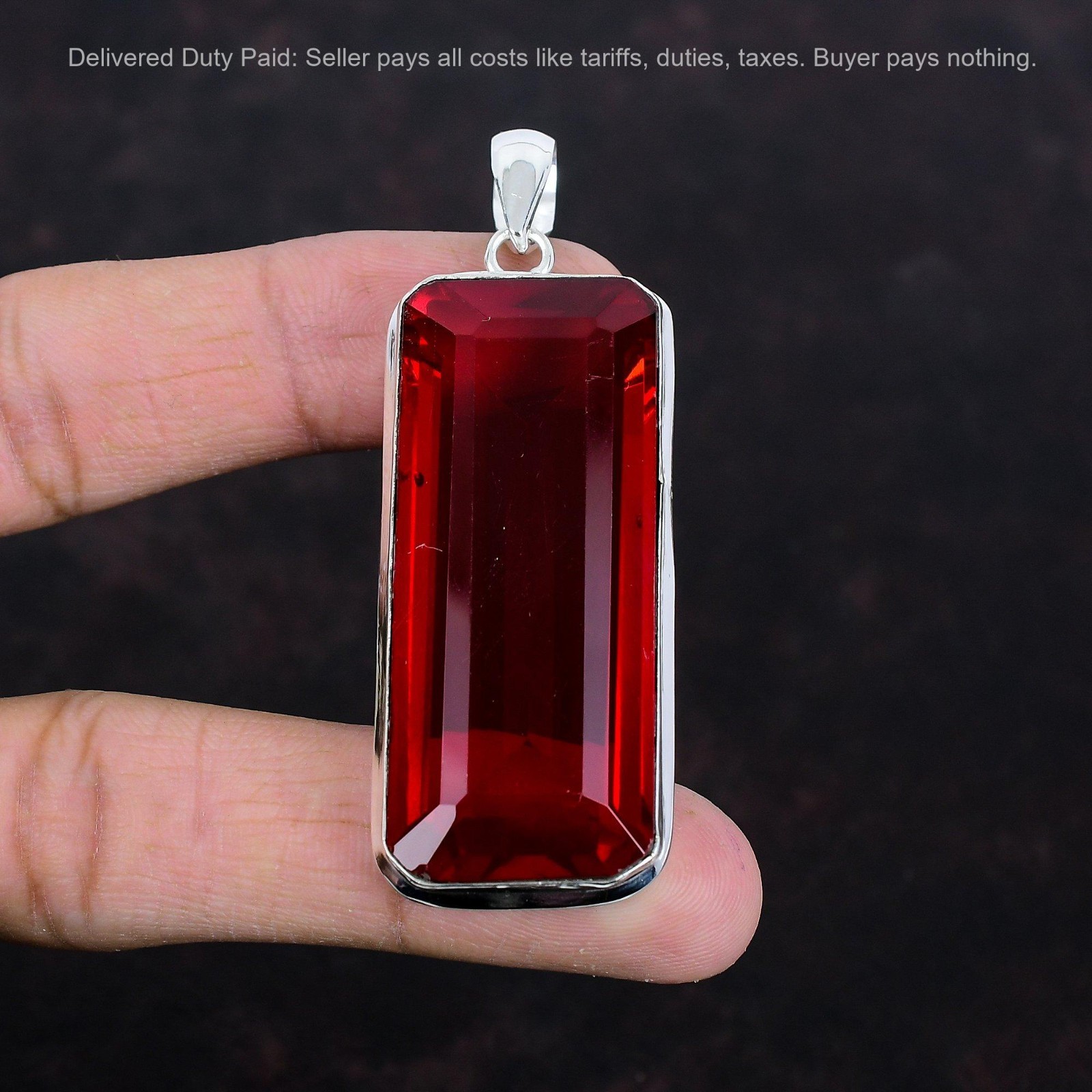Faceted Mozambique Garnet Pendant 925 Sterling Silver Gemstone Handmade Jewelry