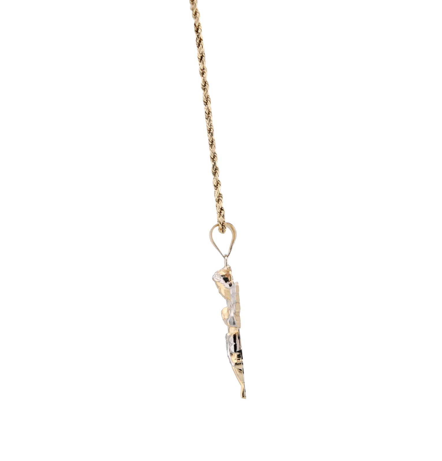 1/10th Real 10k Gold Bonded 925 Two Tone Praying Angel Pendant 2.9gms Mens Charm