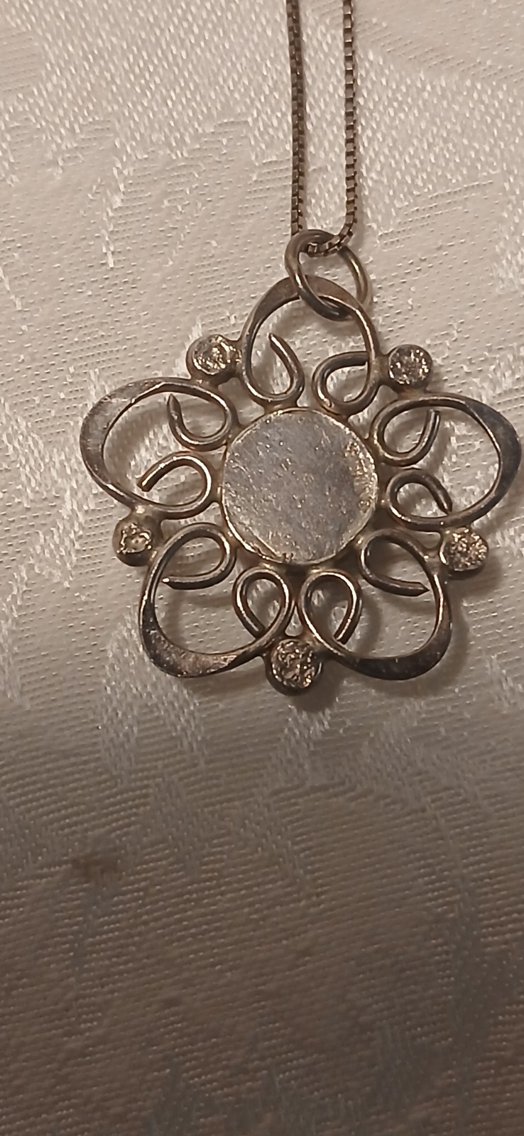 Vintage 925 Indo IBB Silver Coral Filigree Pendant, Chain, Floral, 925 Clasp