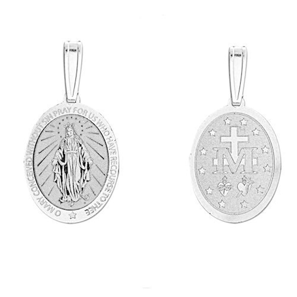 Miraculous Medal Oval Pendant – 1/2 Inch X 2/3 Inch – Sterling Silver