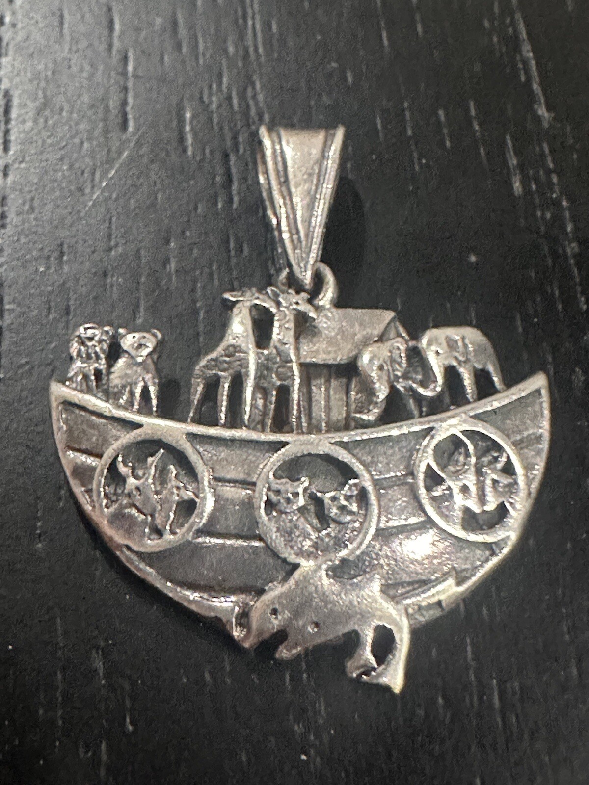 Vintage Sterling Silver 925 Animals Noah’s Ark 3D Pendant Faith 5g Bible Jewelry