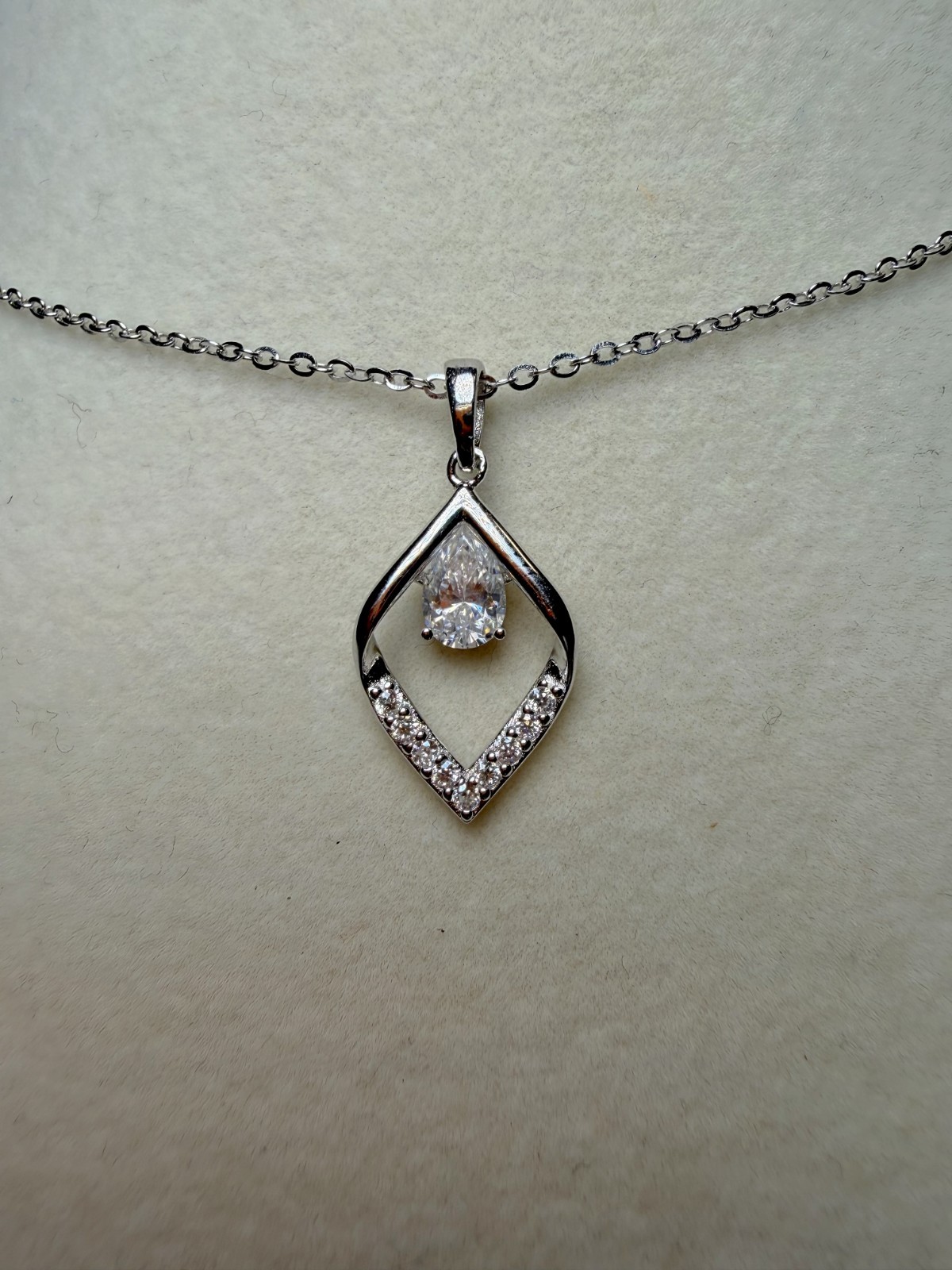 16+2″ 0.6ctw Moissanite Teardrop Solitaire Pendant Necklace 925 Sterling Silver