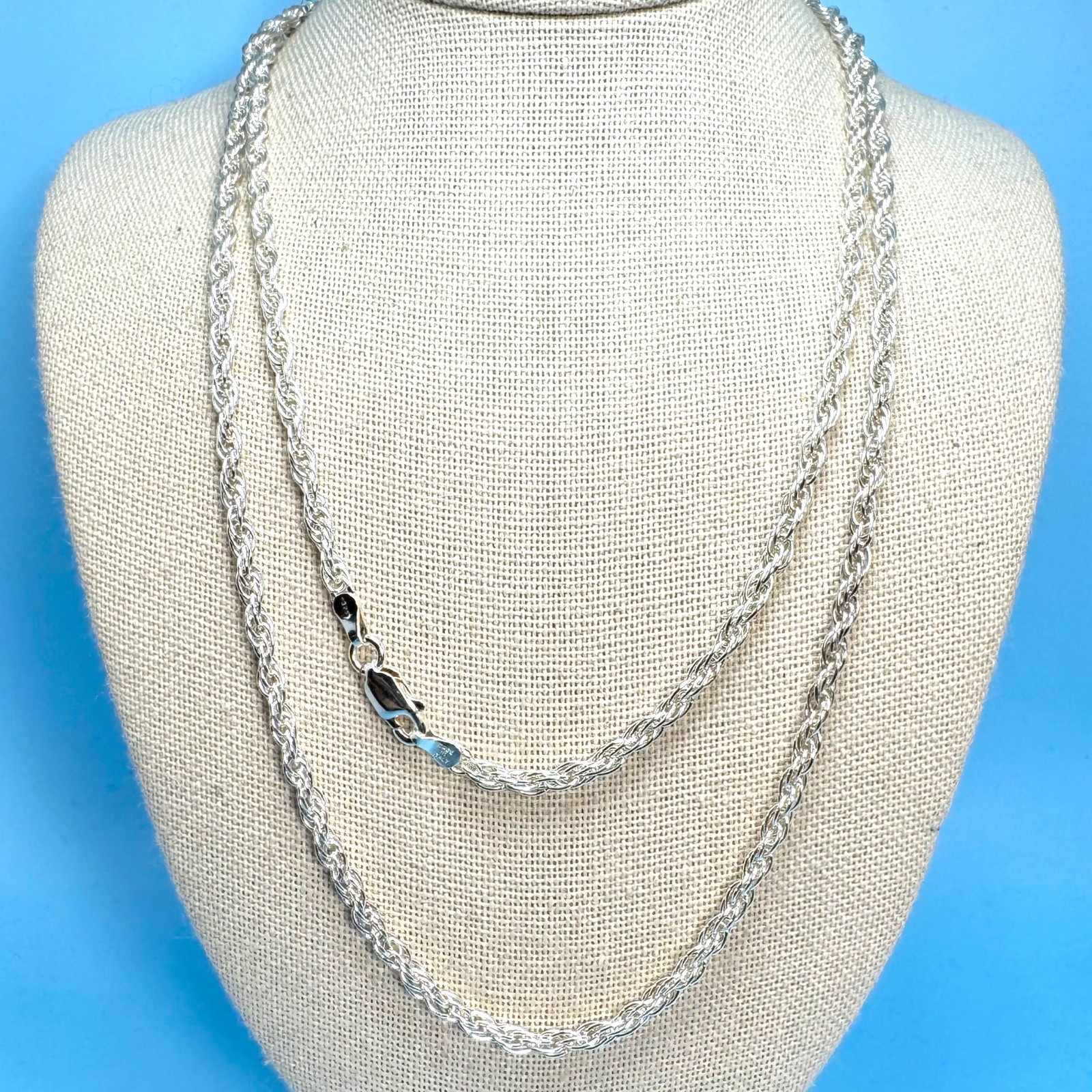 Milor Italy 2mm Thick Sterling Silver 925 Rope Chain 30″ Long Lobster Claw