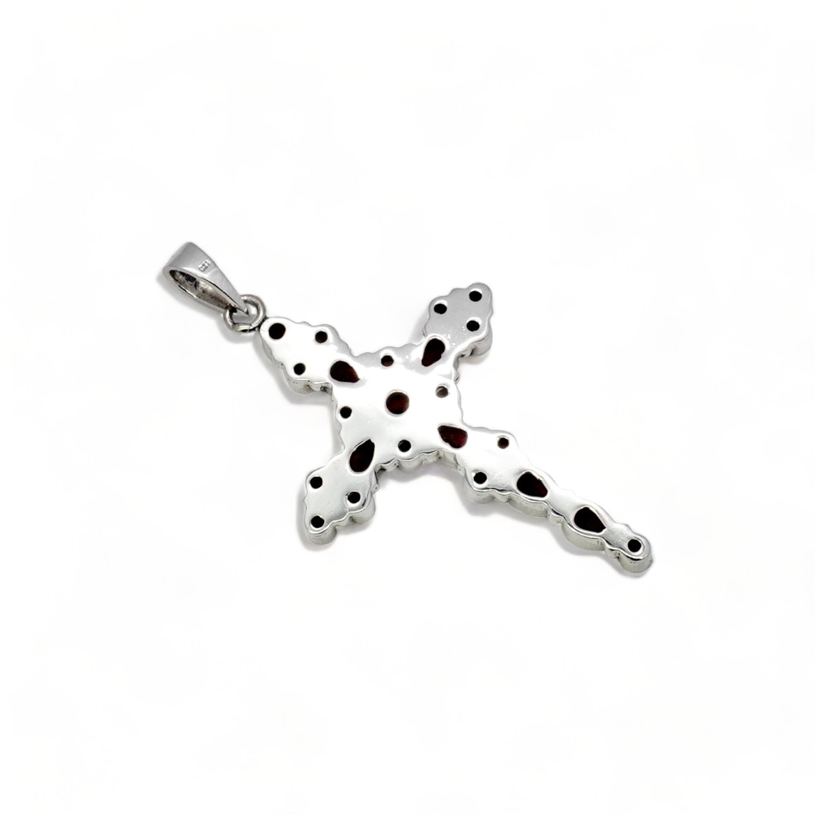 Natural Garnet Cross Pendant Sterling Silver 925 Christian Jewelry Gift