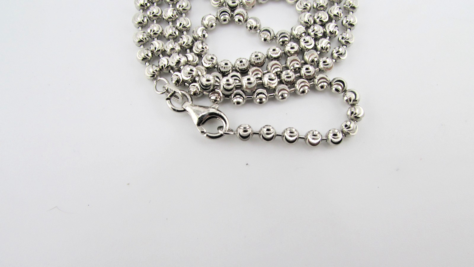 925 Sterling Silver 3mm Moon Cut Bead Chain Necklace, 18-Inch, Silver